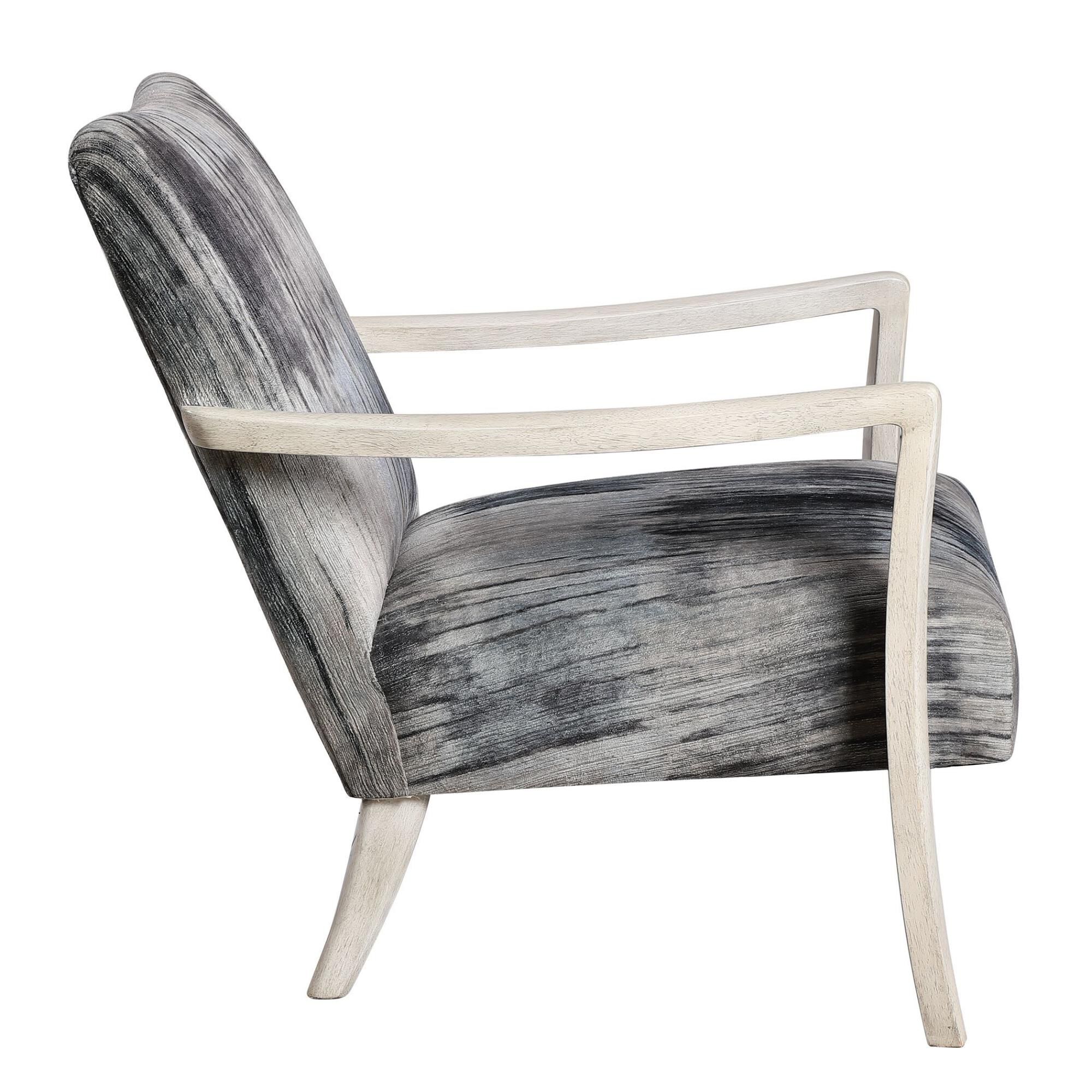 Shown in Reminiscent Of Tie Dye, This Statement Accent Chair Features A Unique Abstract Charcoal, Gray And Bl finish