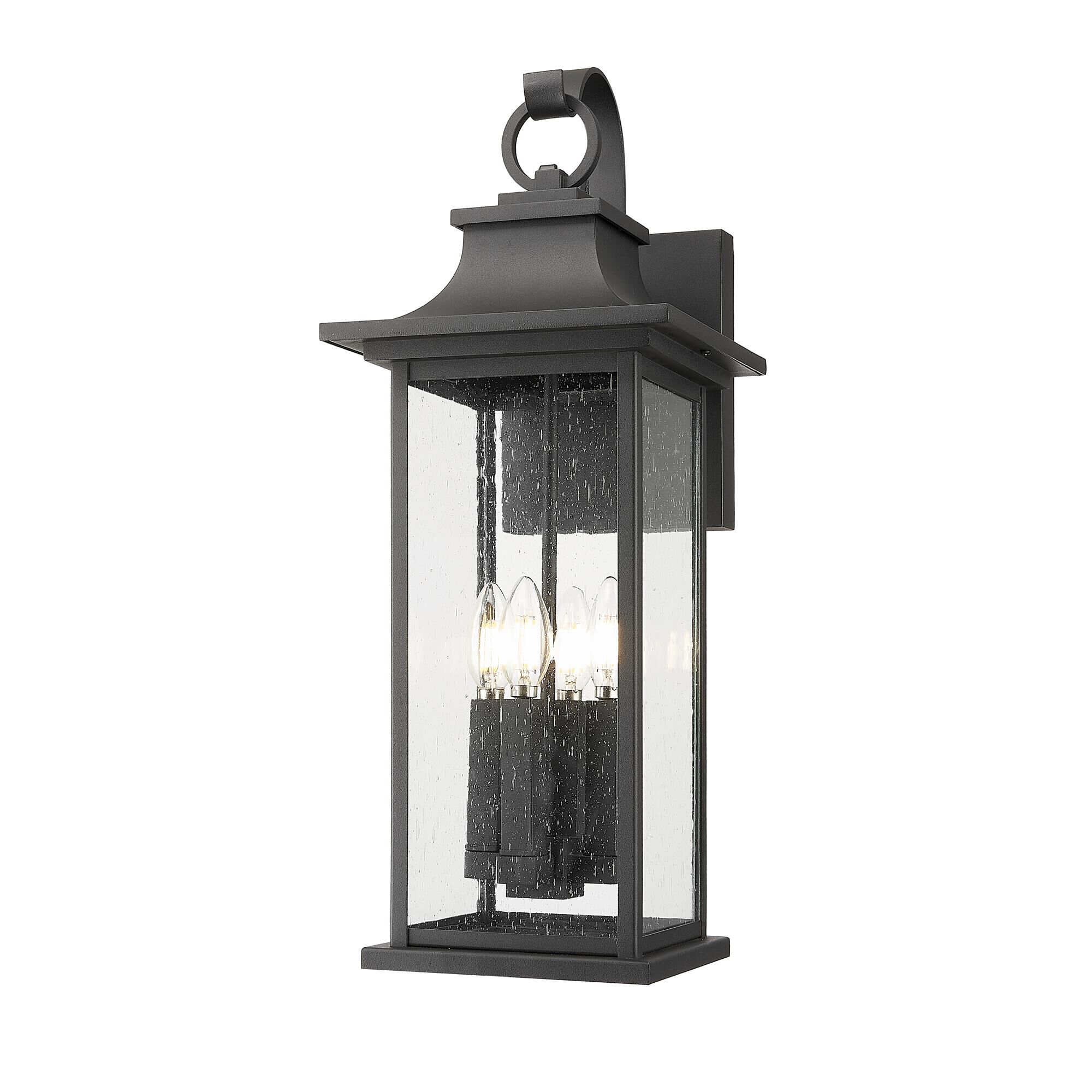 Shown in Black finish and Clear Seedy glass and Clear Seedy shade