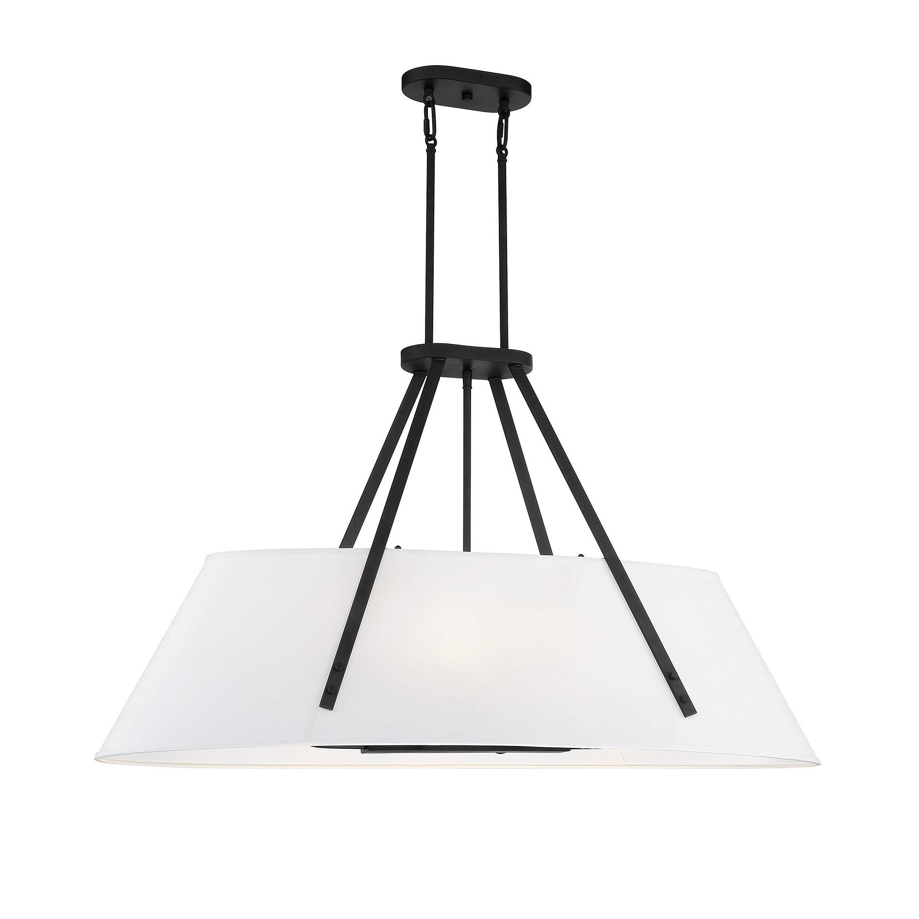 Shown in Matte Black finish and White Fabric shade