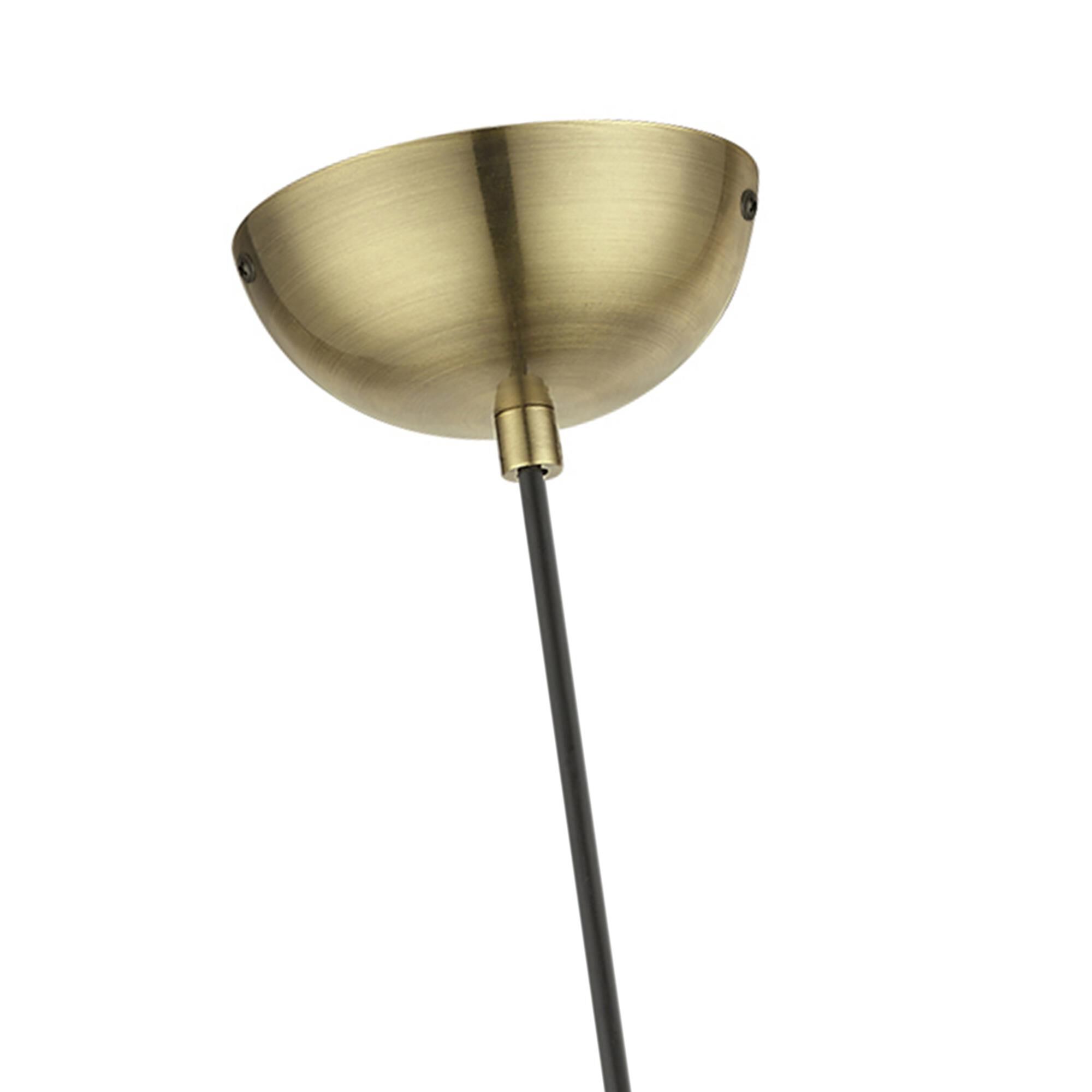 Shown in Antique Brass with Polished Brass Accents finish and Antique Brass Steel With Shiny White Inside shade