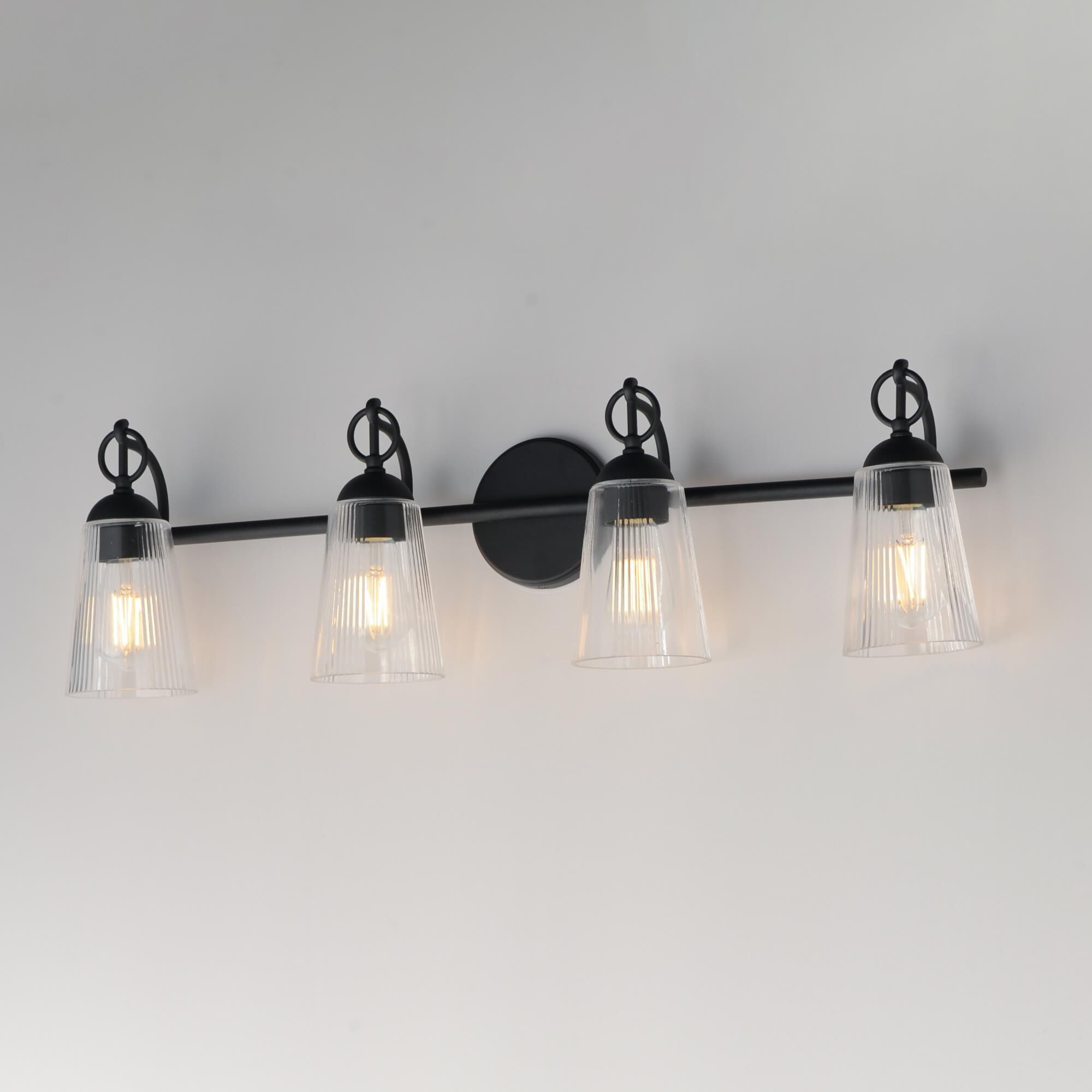 Shown in Black finish and Clear glass