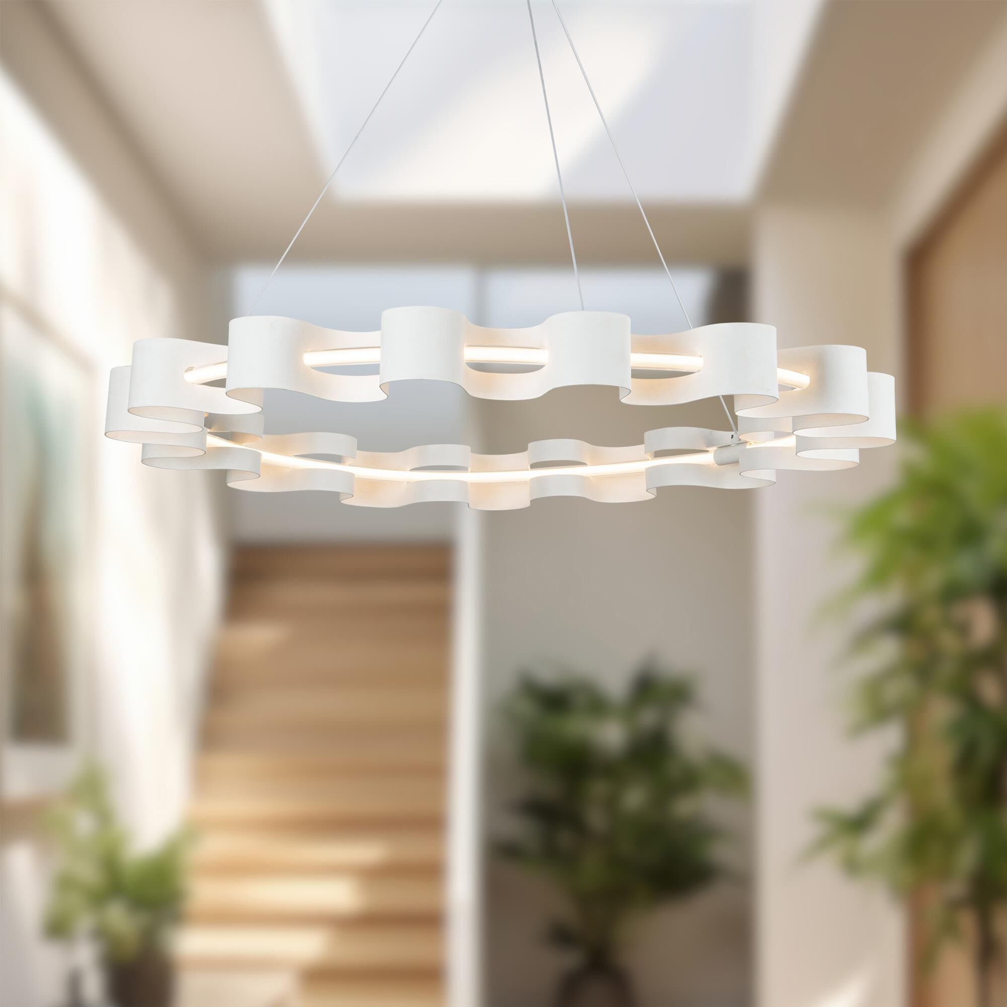 Shown in Antique White finish and Frosted Acrylic glass