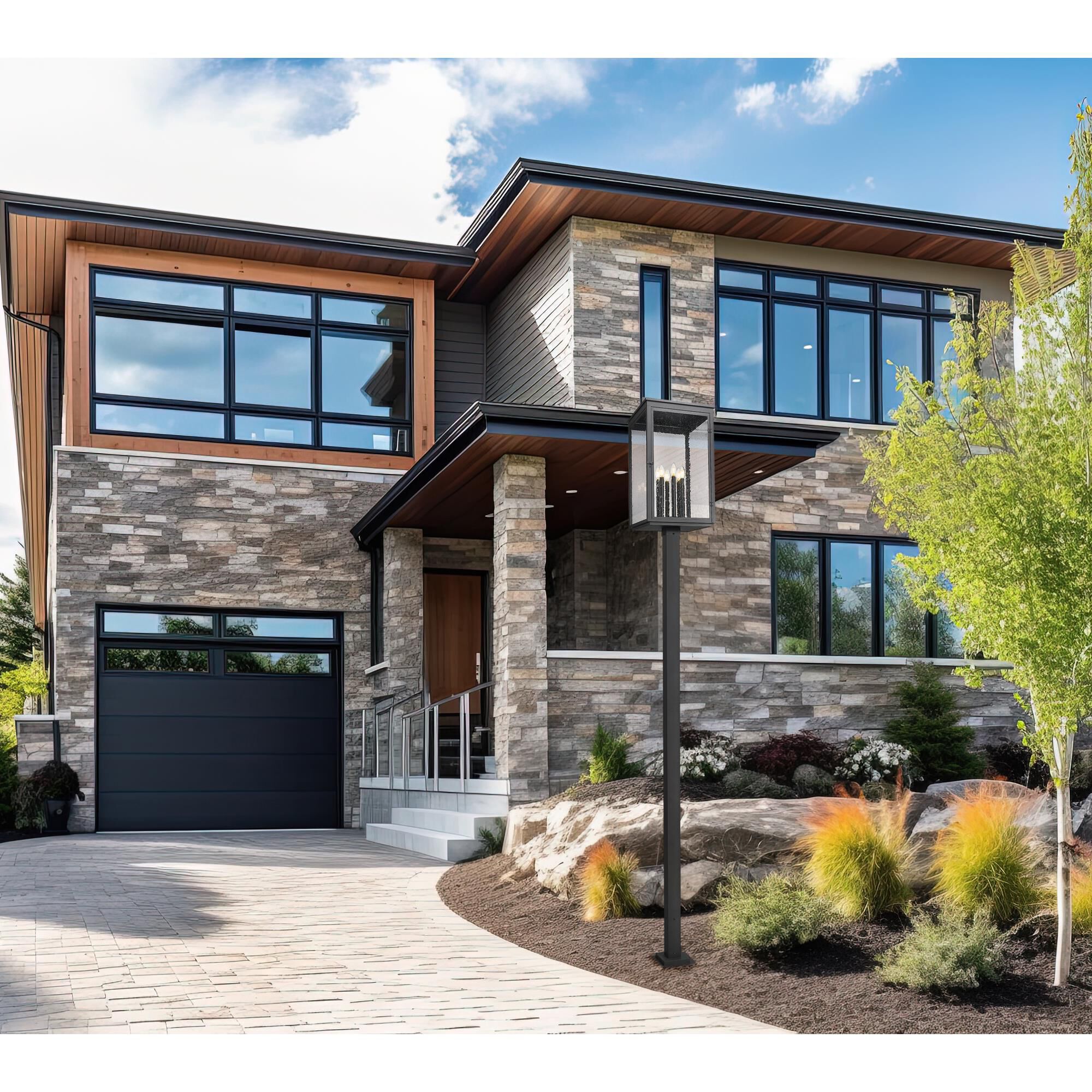 Shown in Sand Black finish and Clear Seedy glass and Clear Seedy shade