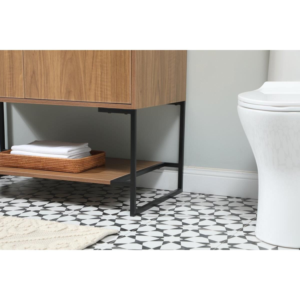 Shown in Walnut Brown finish and With Backsplash accent