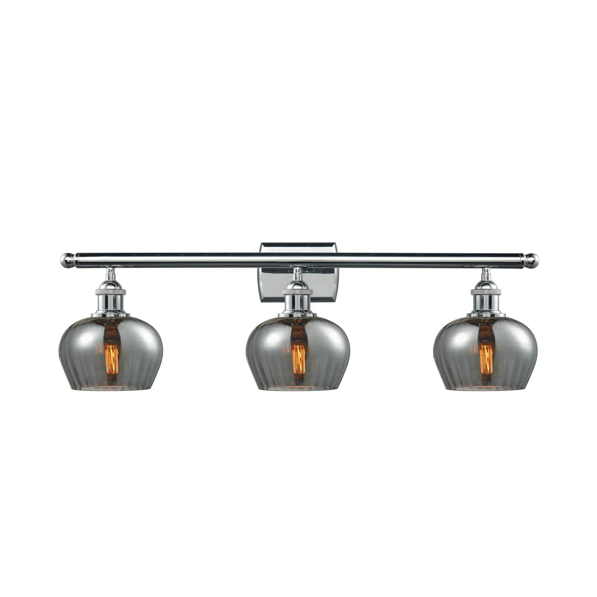 Shown in Polished Chrome finish and Smoked Fluted glass