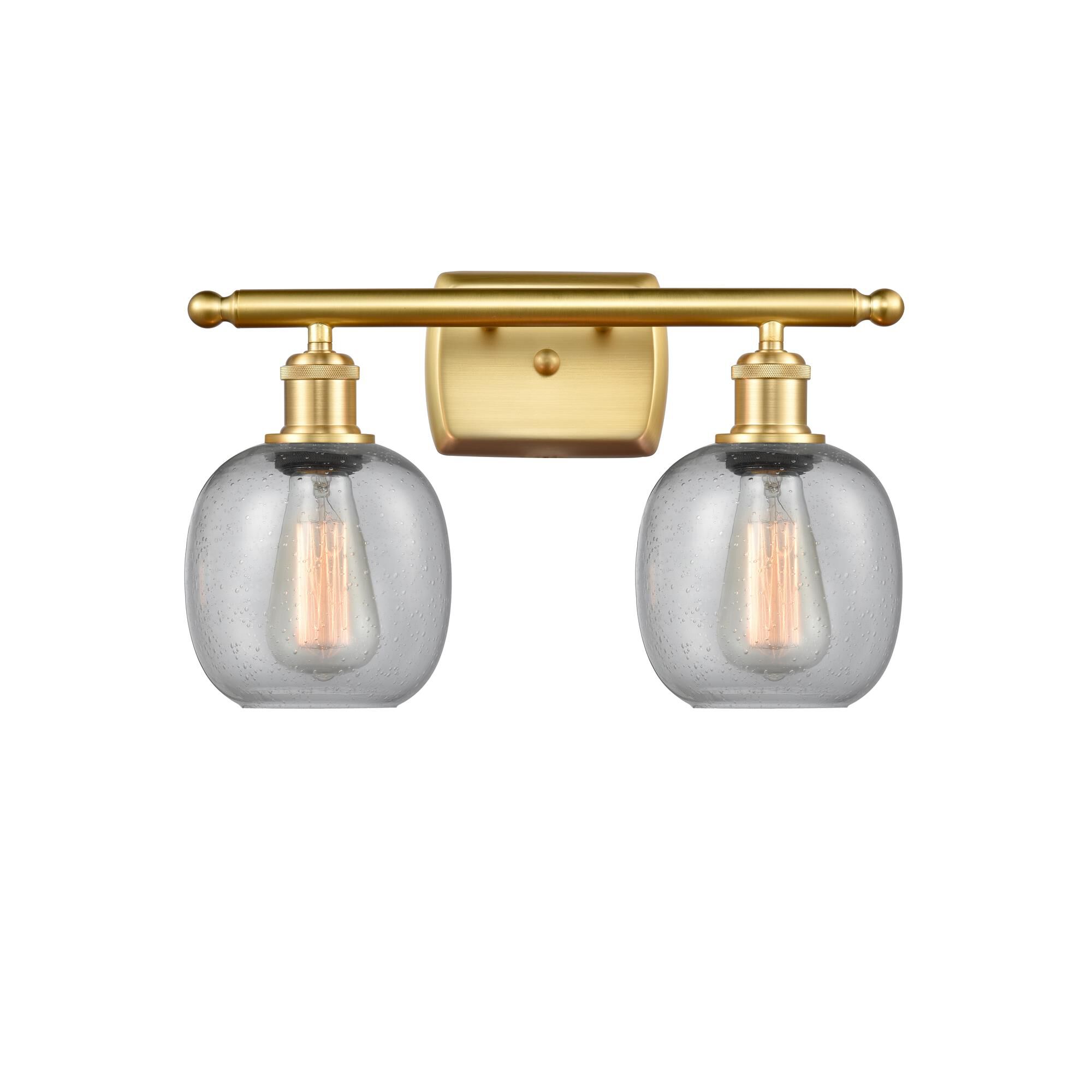 Shown in Satin Gold finish and Seedy Belfast glass