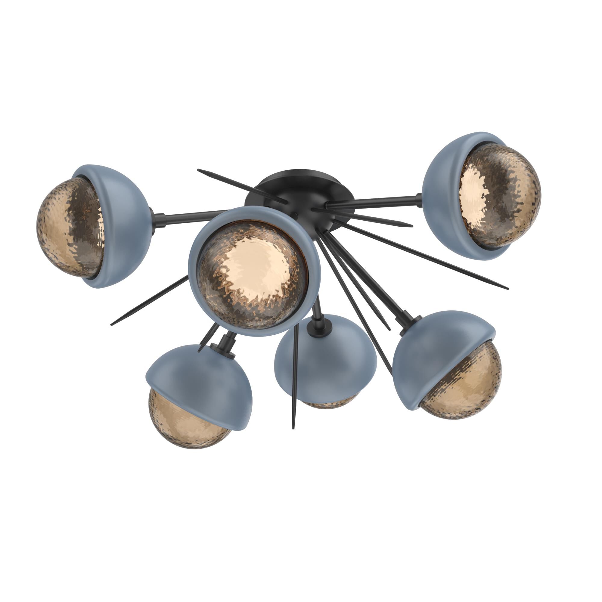 Shown in Matte Black finish and Bronze glass and Poppy Blue accent