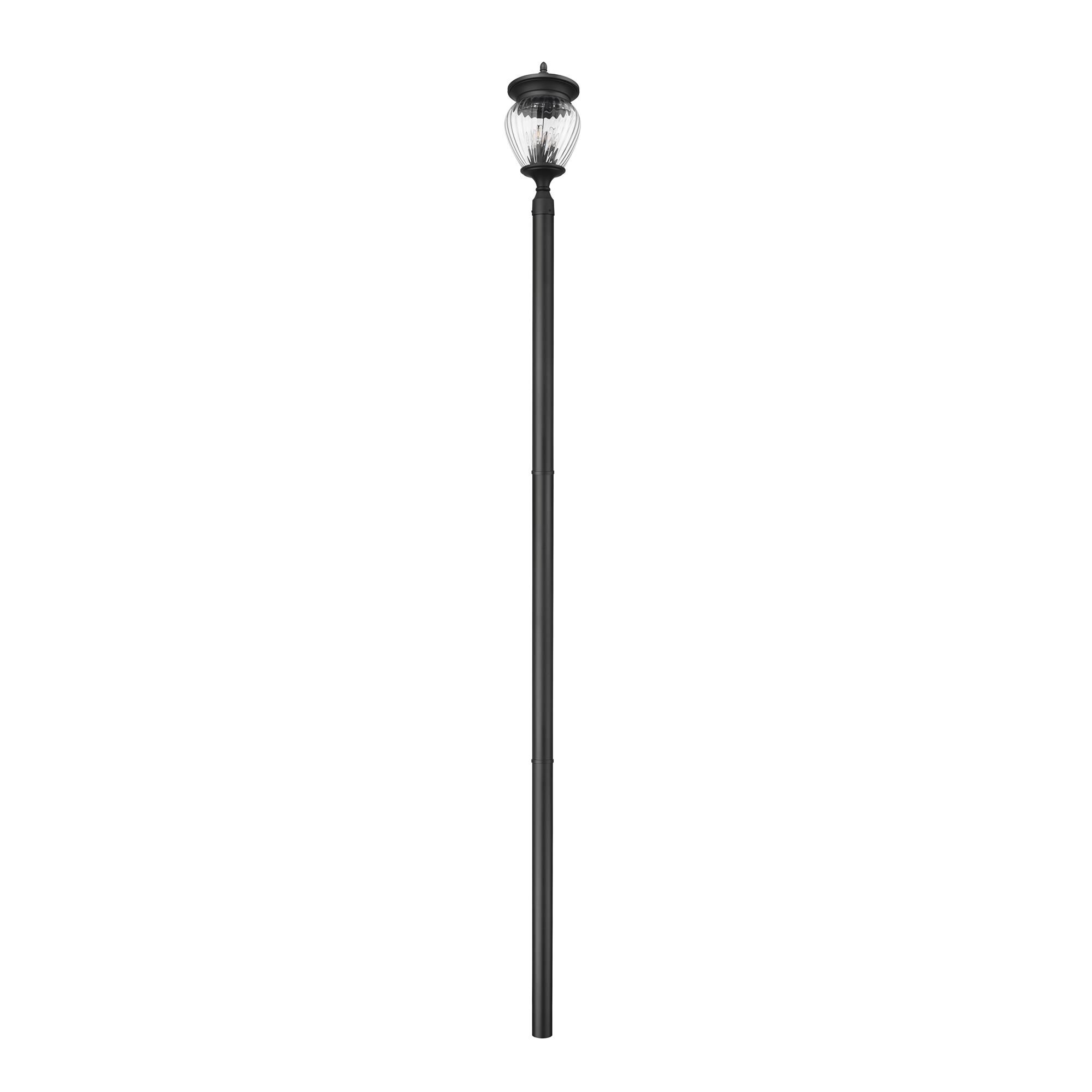 Shown in Black finish and Clear Ribbed glass and Clear Ribbed shade