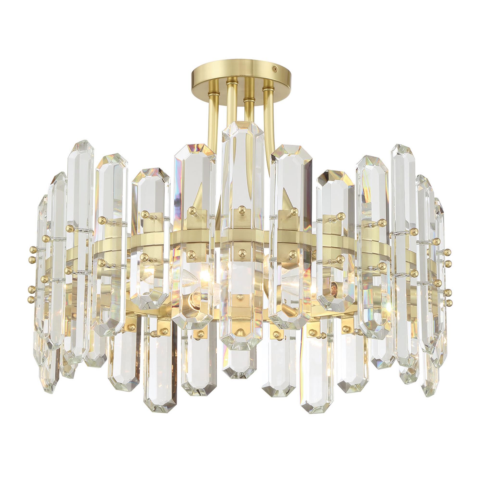 Shown in Aged Brass finish and Faceted crystal