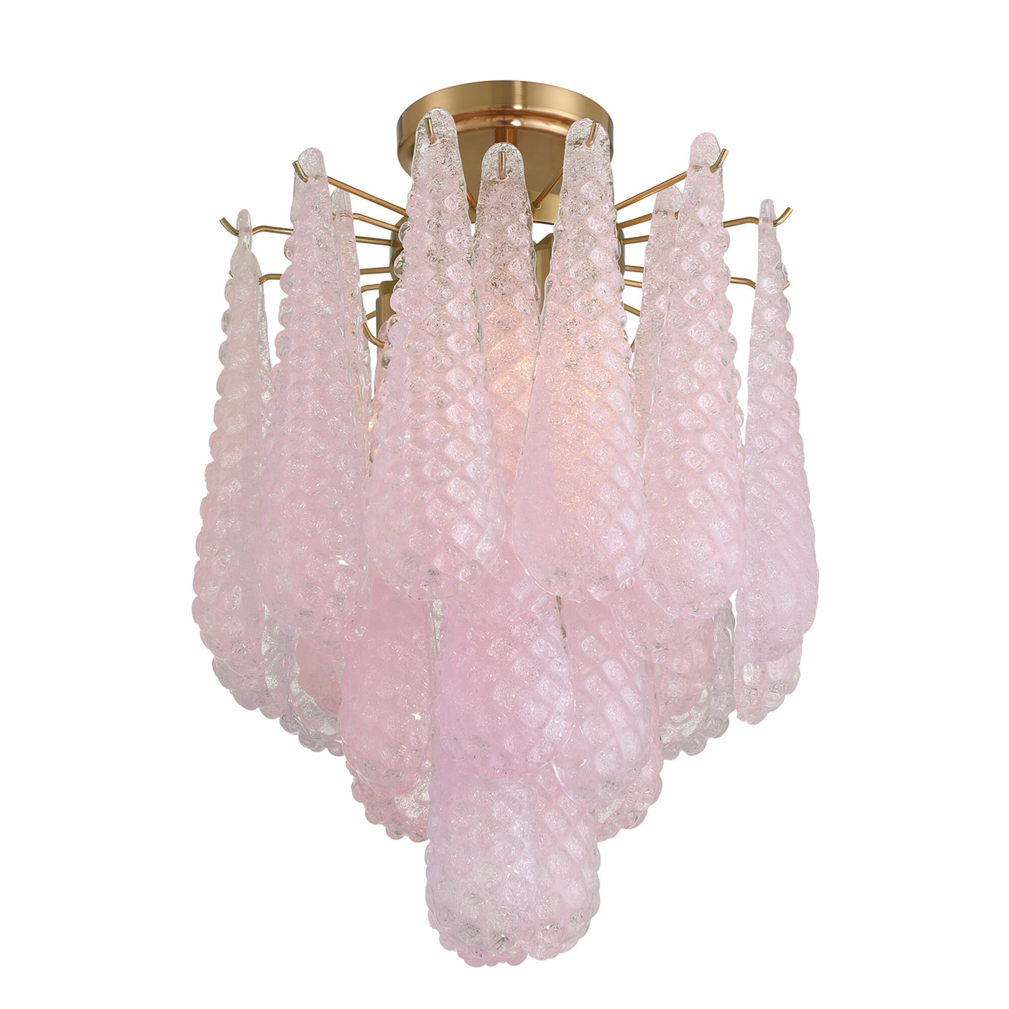 Shown in Aged Brass finish and Sand Blush glass