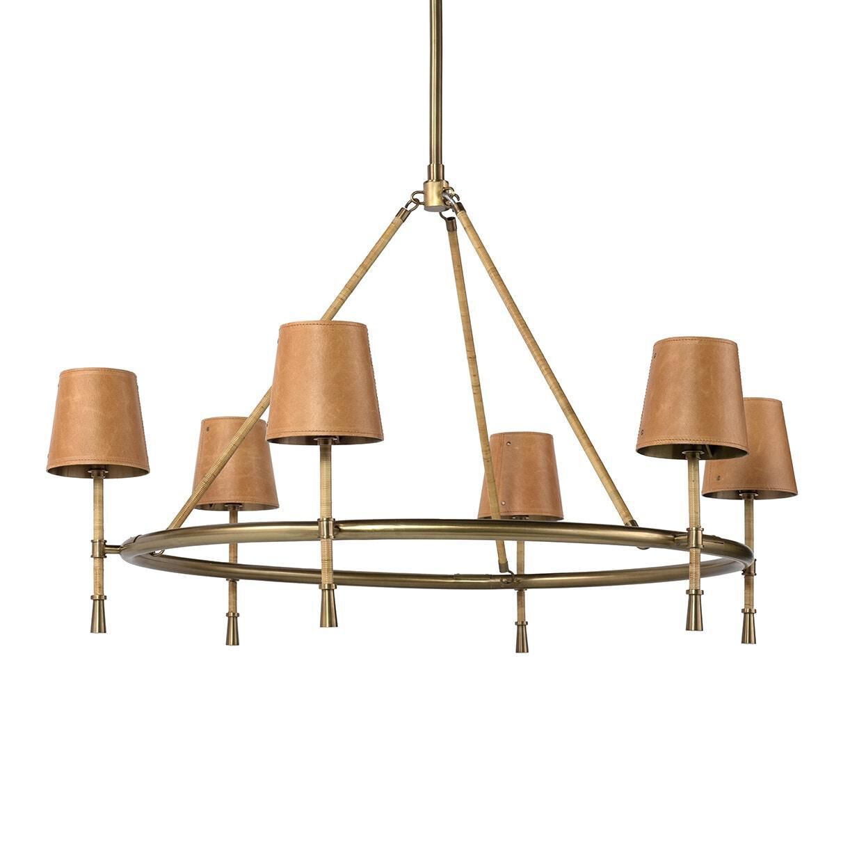 Shown in Burnished Brass finish and Leather  shade