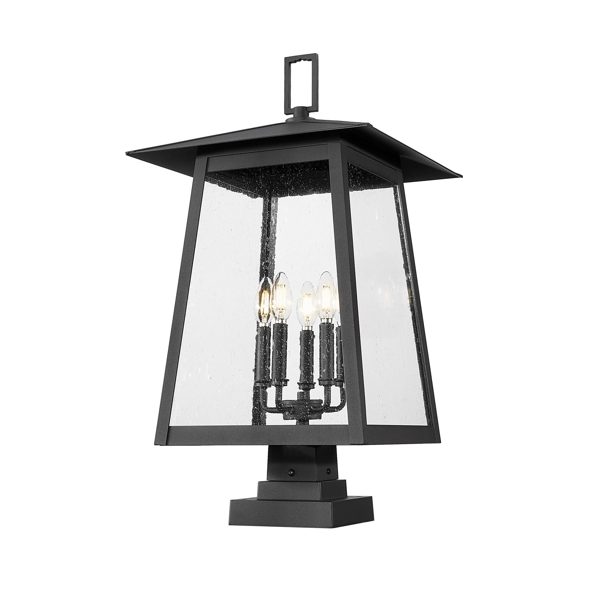 Shown in Black finish and Clear Seedy glass and Clear Seedy shade