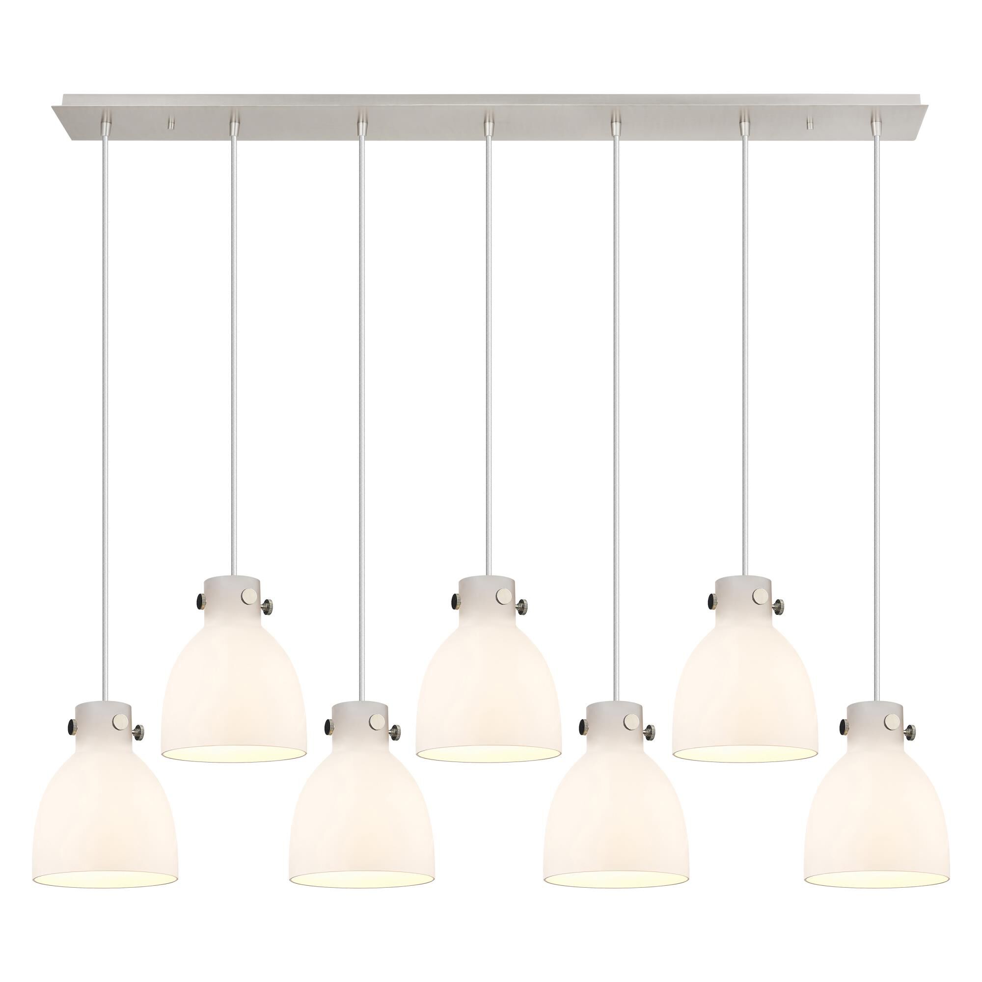 Shown in Polished Nickel finish and White glass and White Glass shade