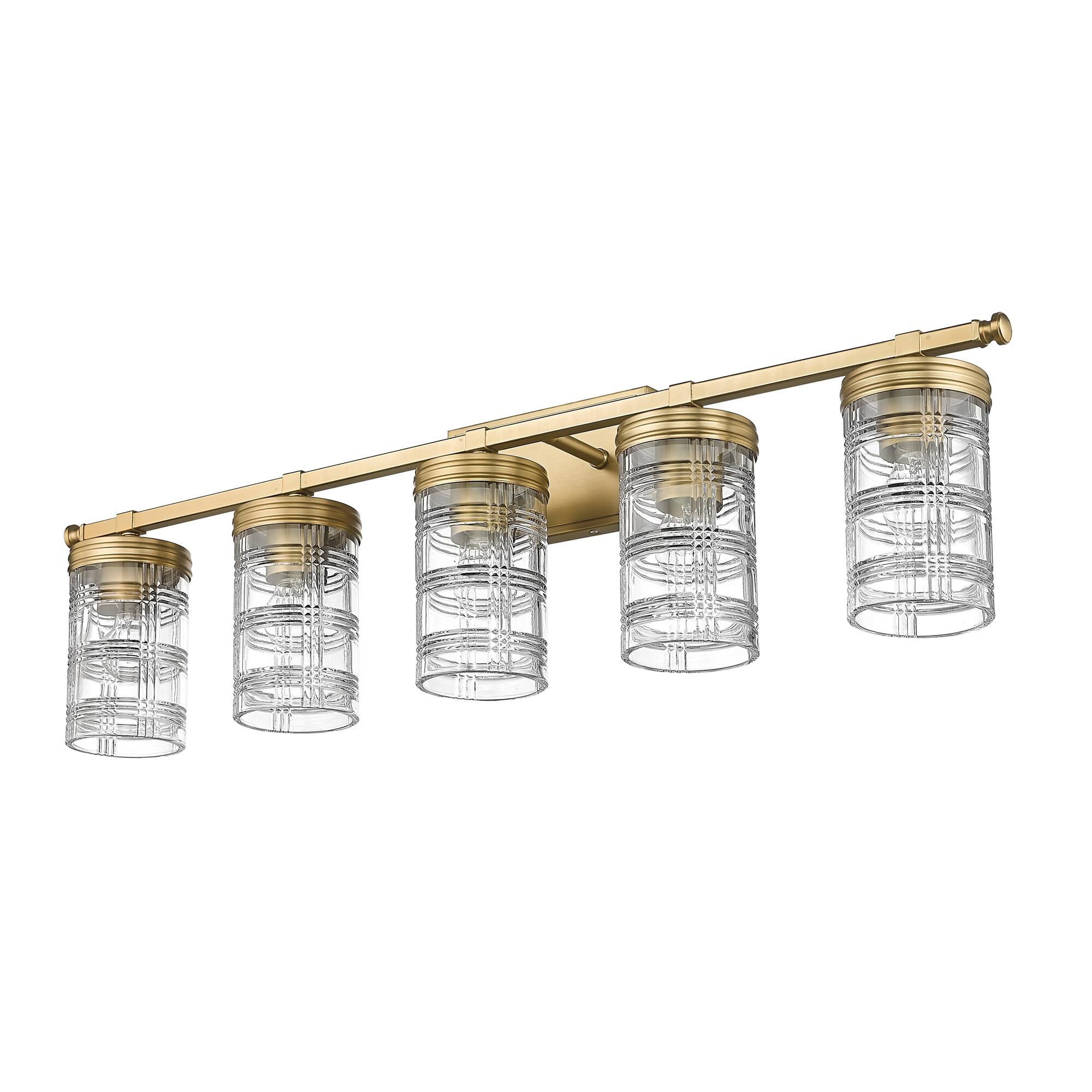 Shown in Heirloom Gold finish and Clear glass