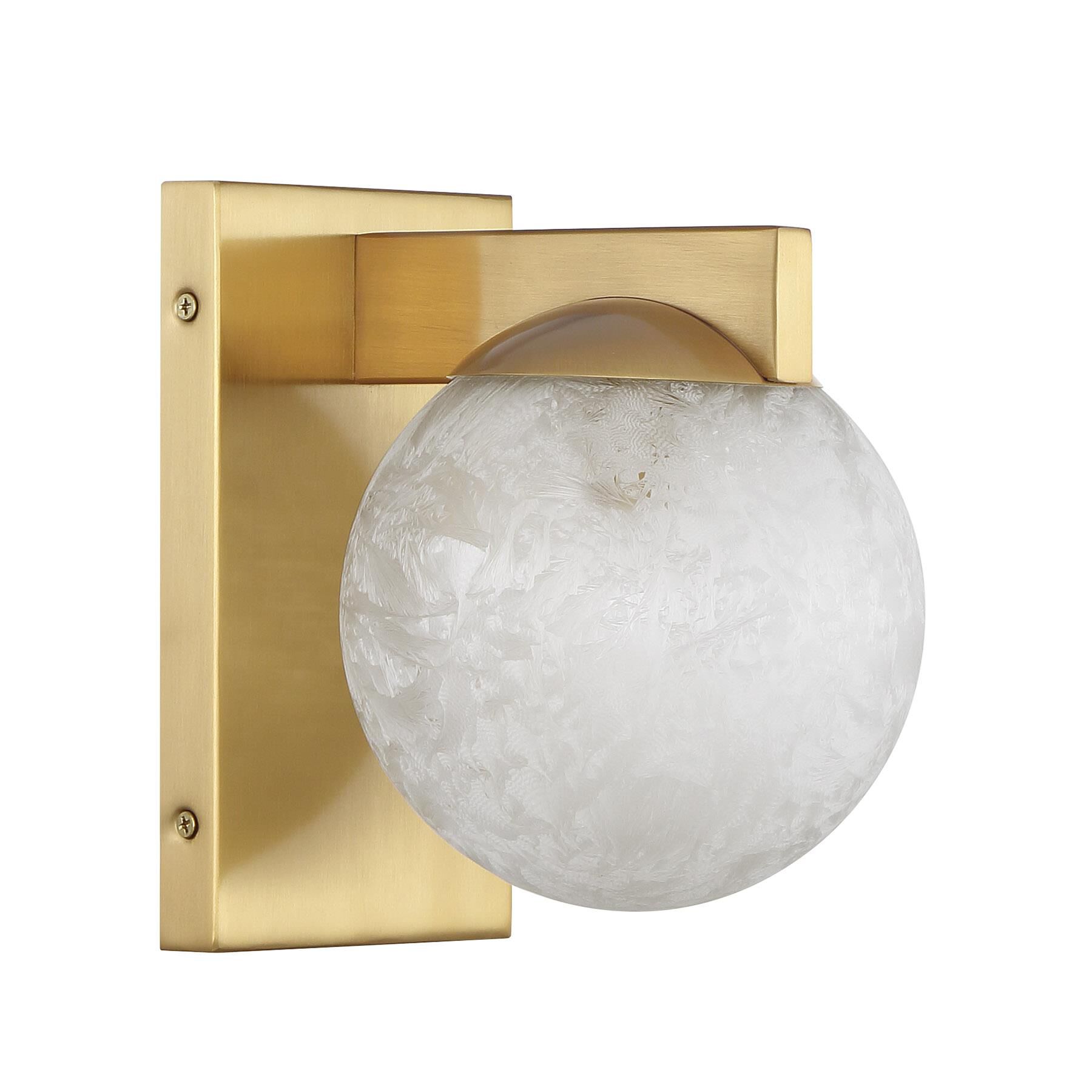 Shown in Warm Brass finish and Ice glass