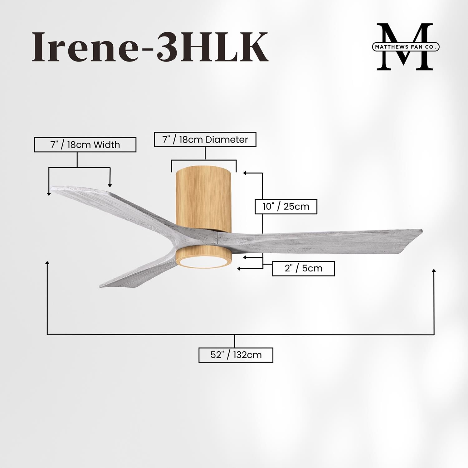 Irene 52 Inch Flush Mount Fan with Light Kit by Matthews Fan Company