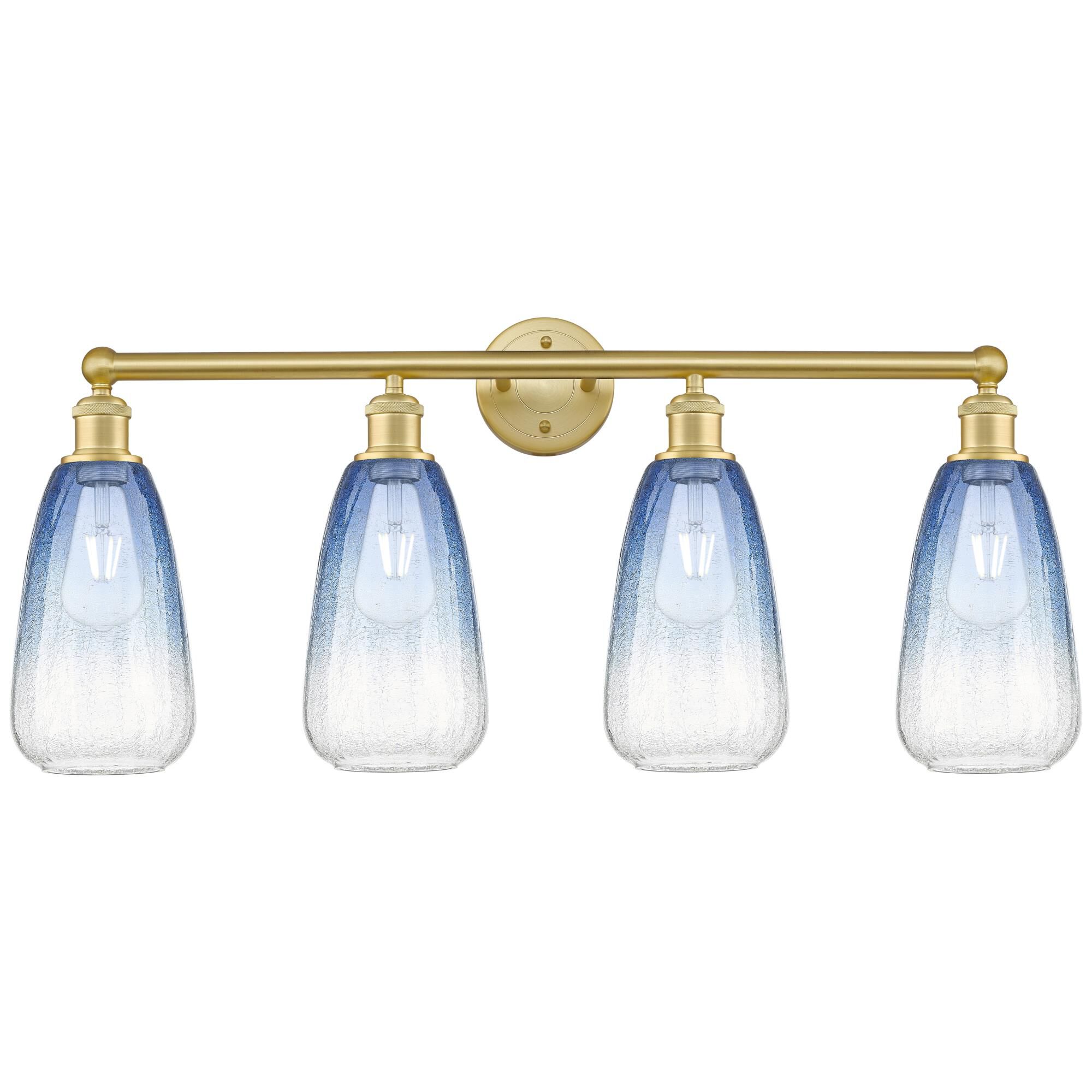 Shown in Satin Gold finish and Sapphire Blue glass