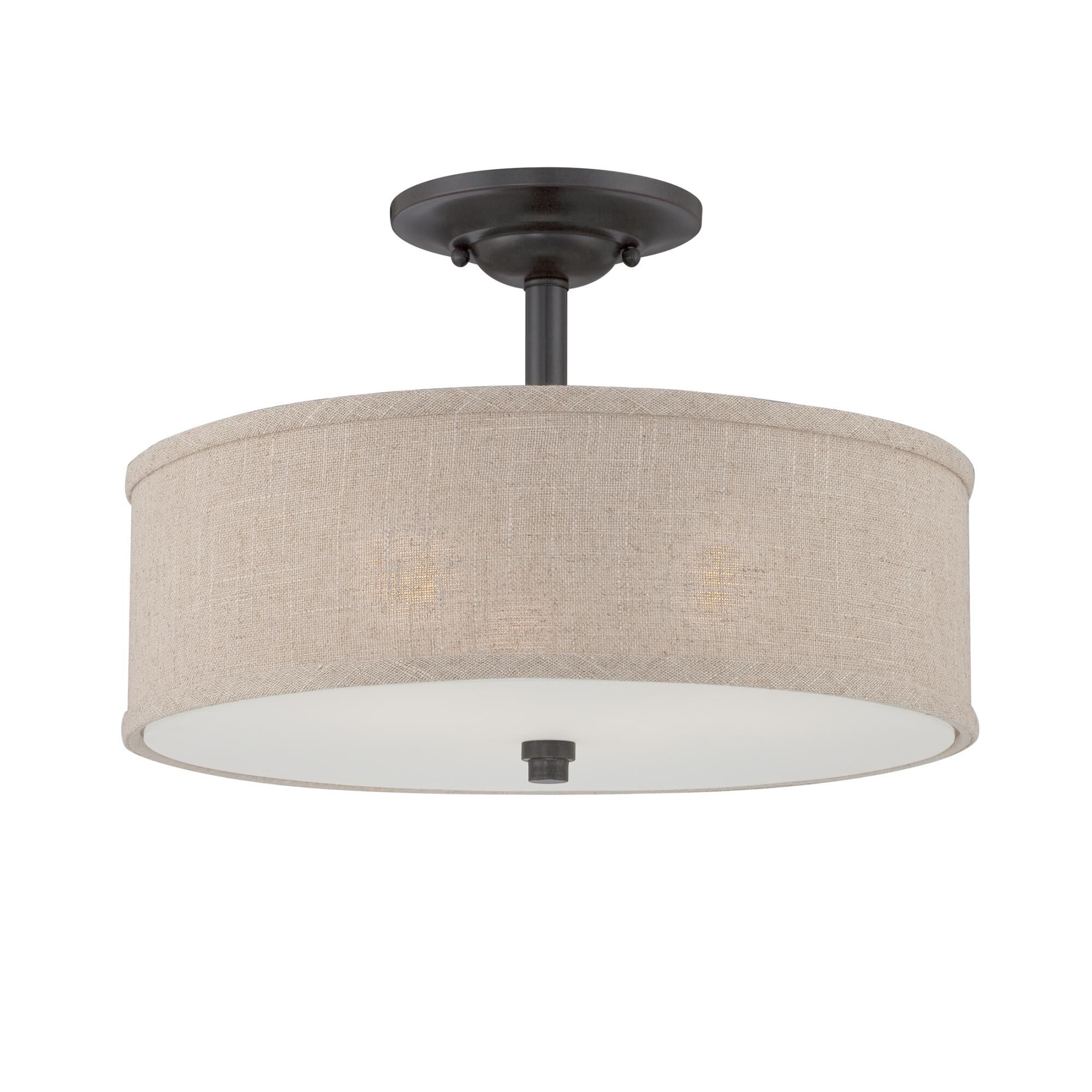 Cloverdale 17 Inch 3 Light Semi Flush Mount by Quoizel