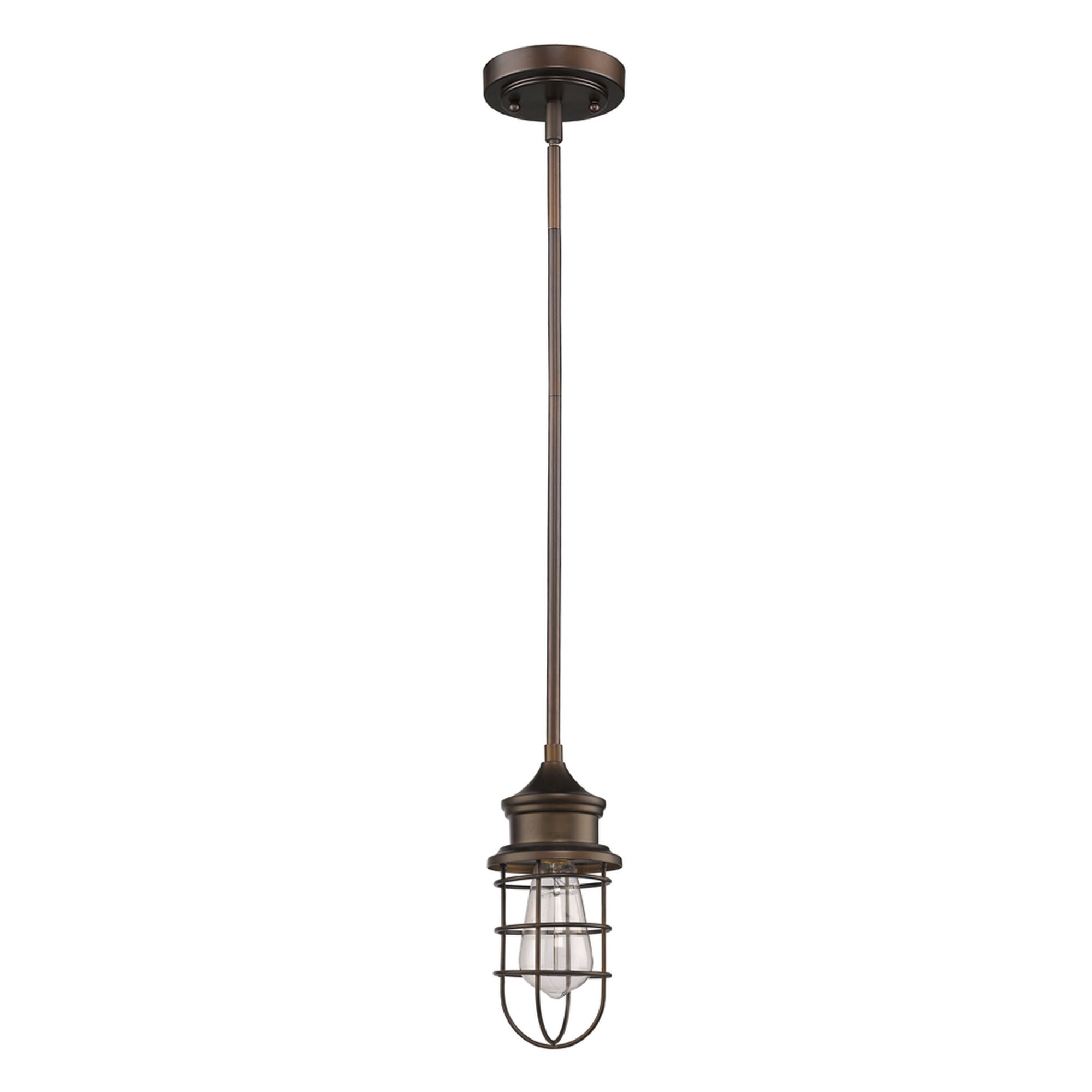 Shown in Oil Rubbed Bronze finish and Oil Rubbed Bronze glass and Oil-Rubbed Bronze Metal Wire Cage shade