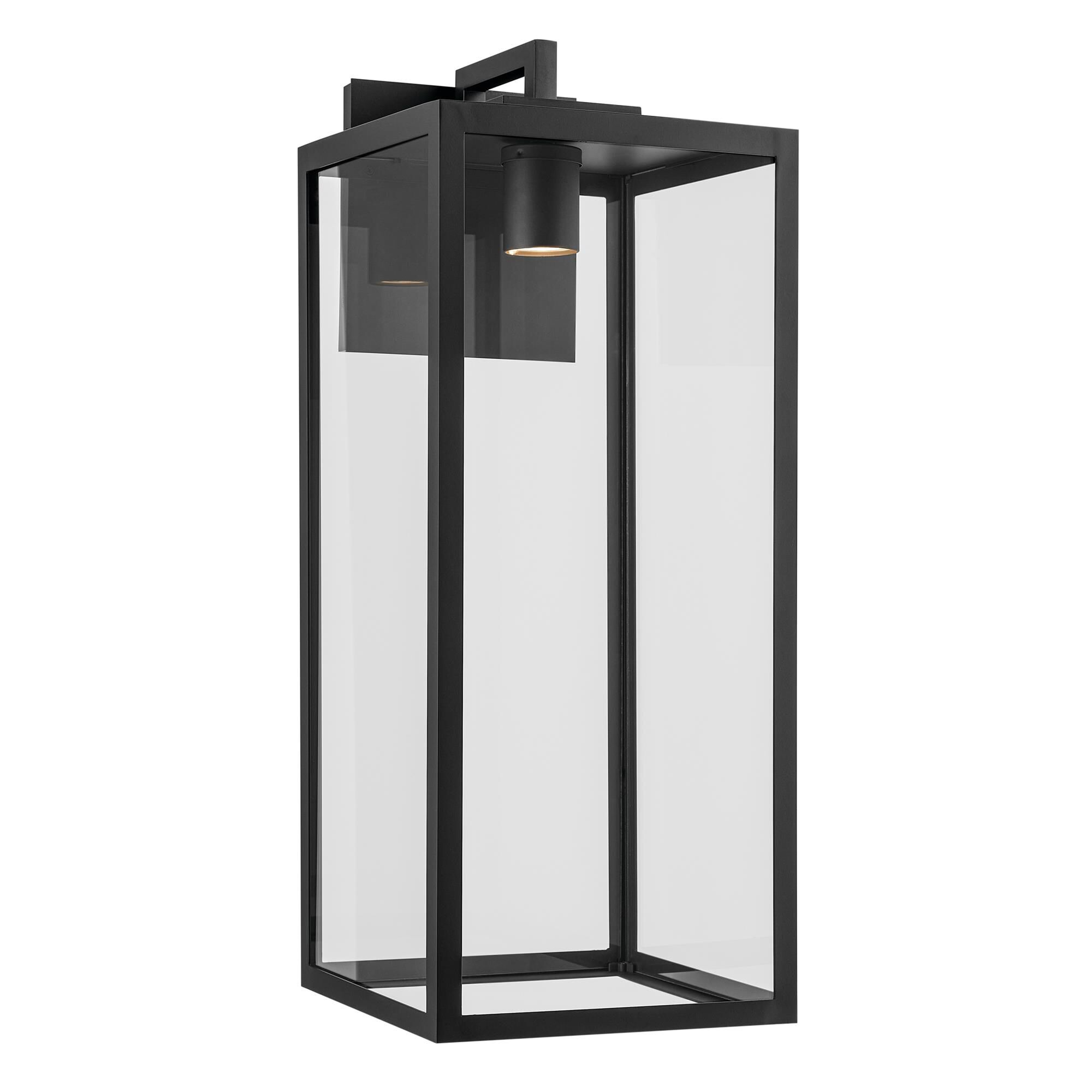 Shown in Textured Black finish and Clear glass and Metal shade