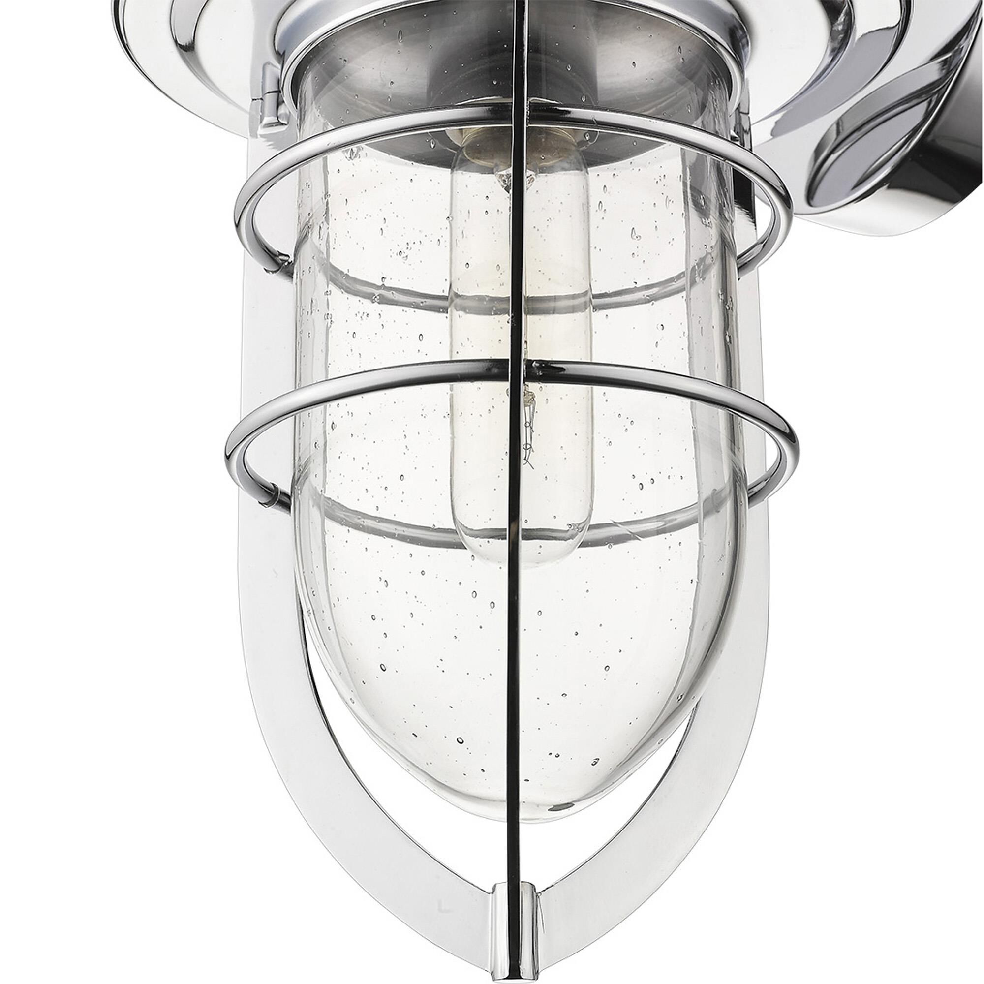 Shown in Chrome finish and Clear glass and Clear, Seedy Glass Urn Shaped Globe shade
