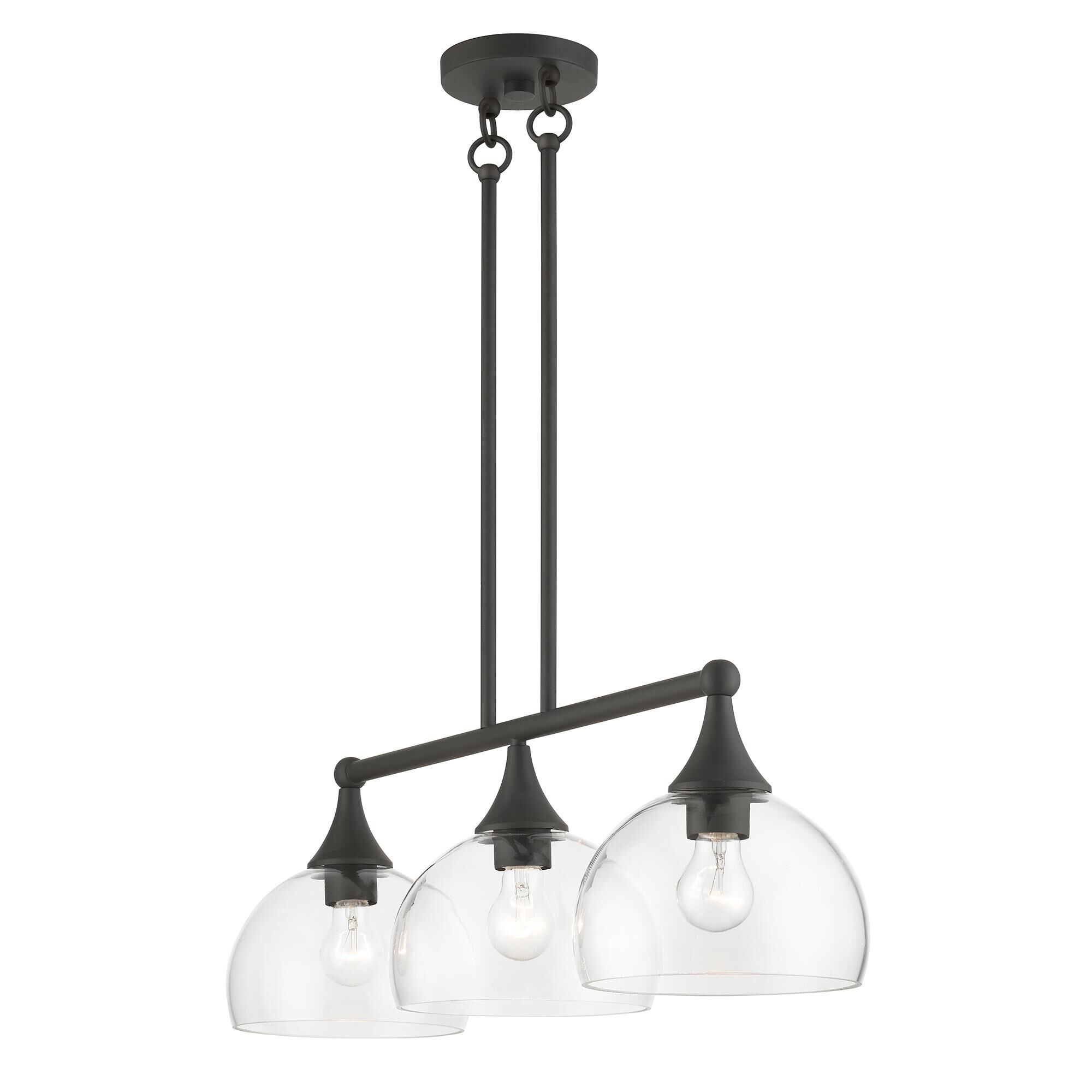 Shown in Bronze finish and Clear Hand Blown glass