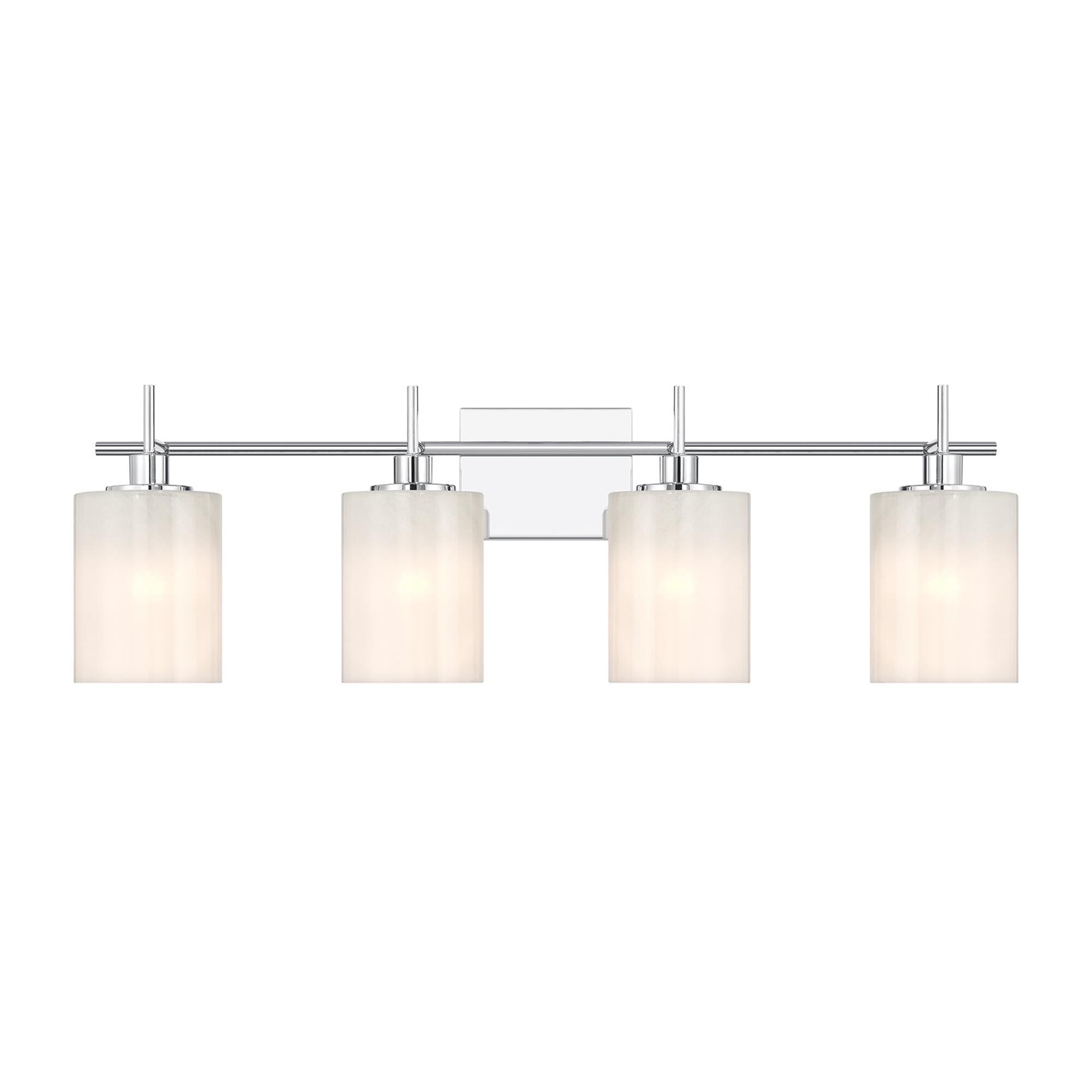 Shown in Chrome finish and White Strie glass and Glass shade