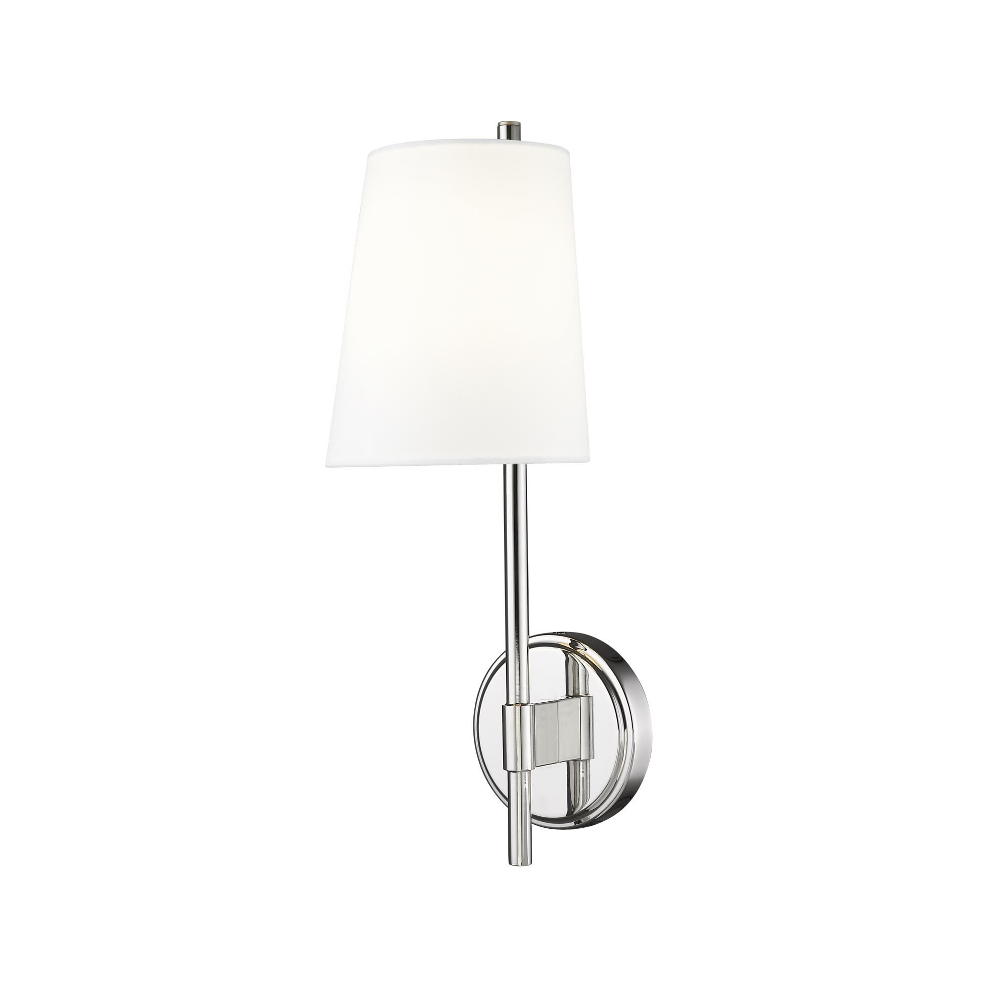 Shown in Polished Nickel finish and Fabric glass and Fabric shade