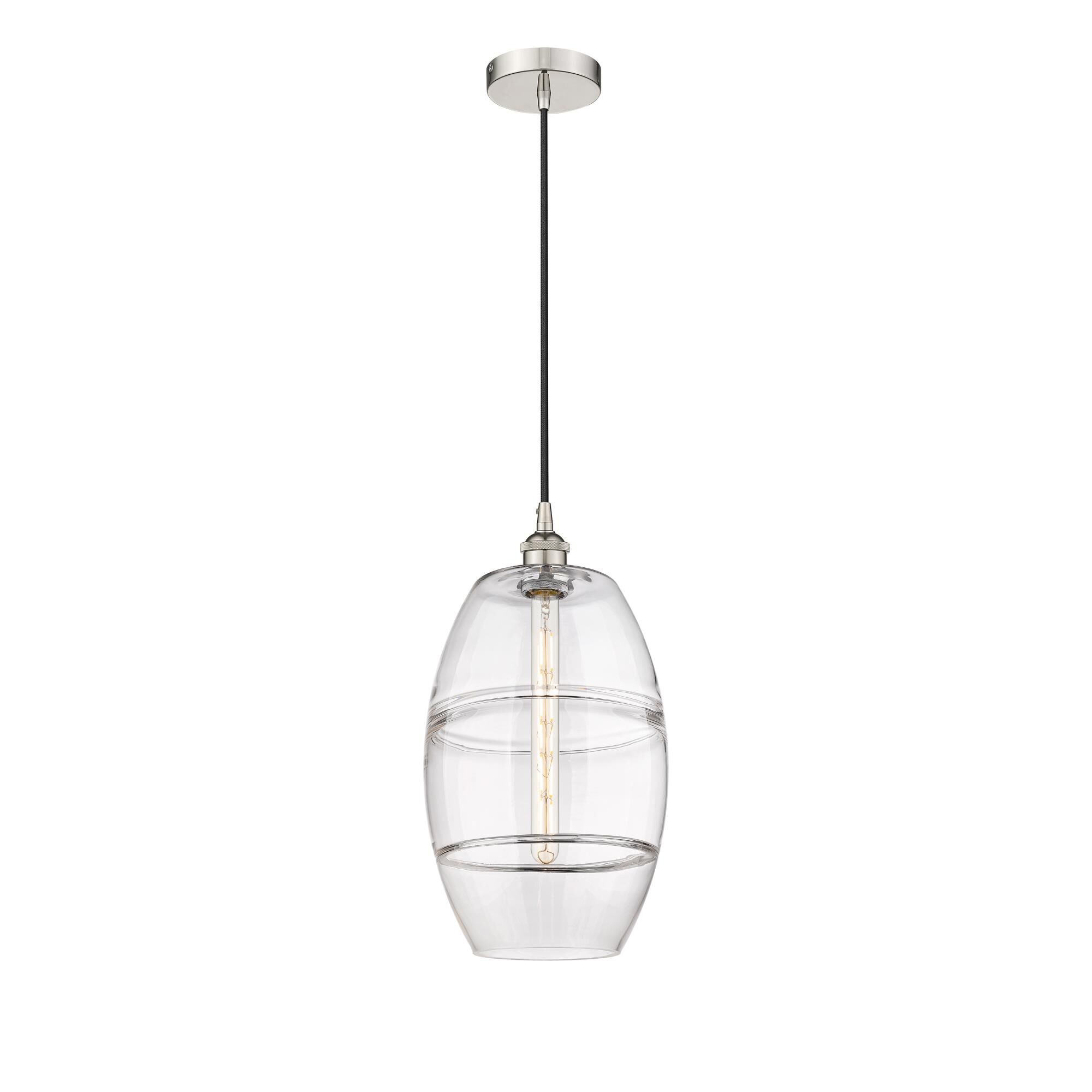 Shown in Polished Nickel finish and Clear glass