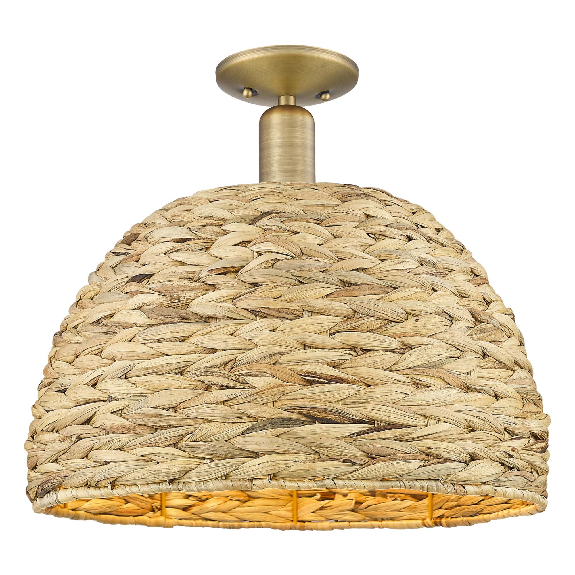 Bruno Marashlian Woven Rattan 16 Inch Semi Flush Mount by Innovations Lighting