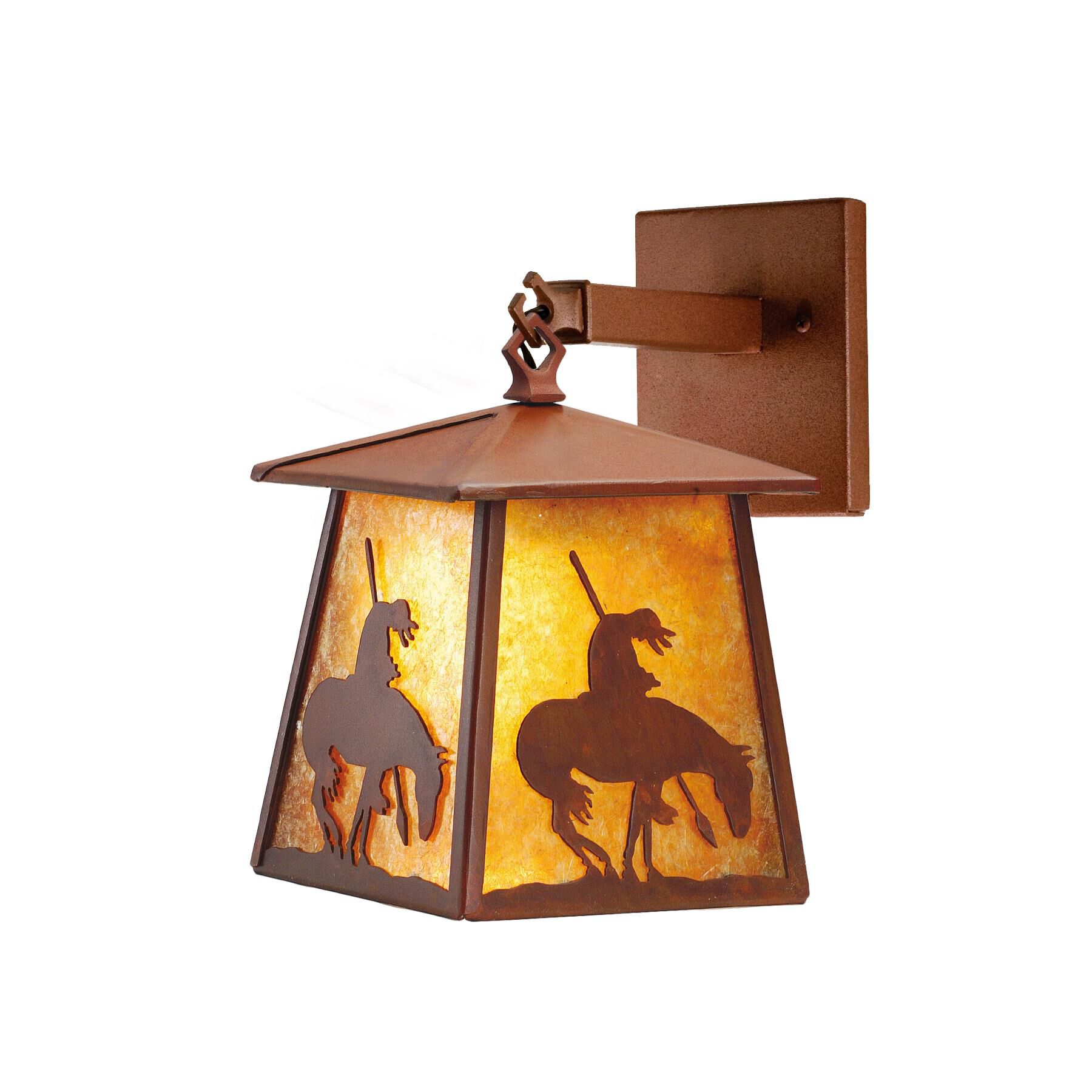 Shown in Rust Finish finish and Amber Mica glass