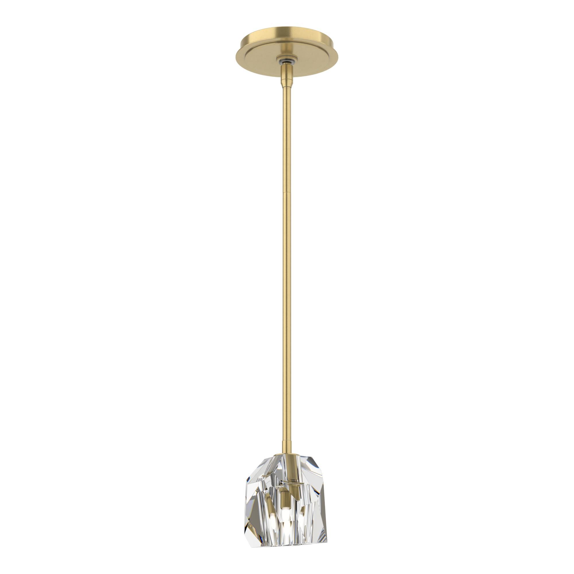 Shown in Modern Brass finish and Clear Crystal glass