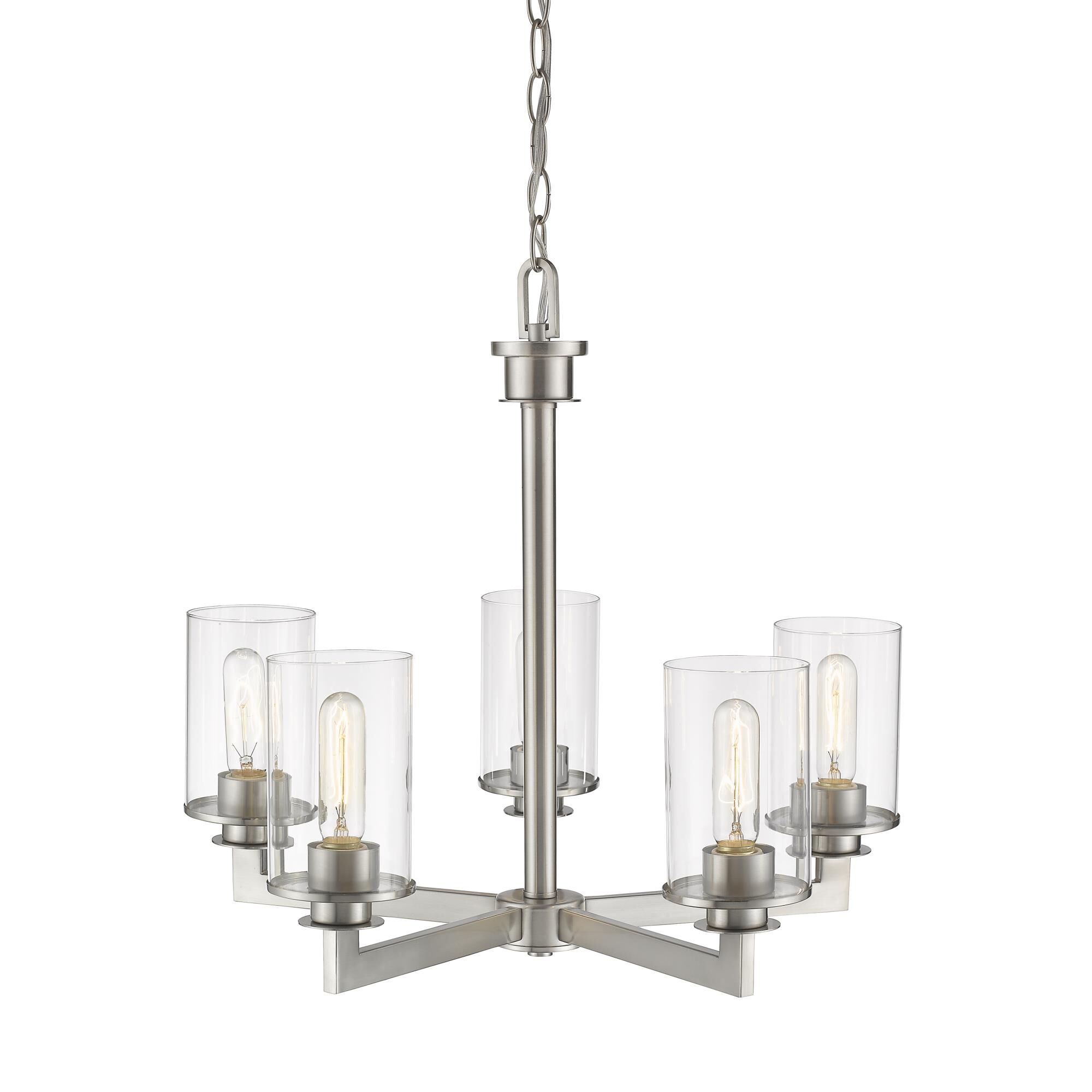Shown in Brushed Nickel finish and Glass shade