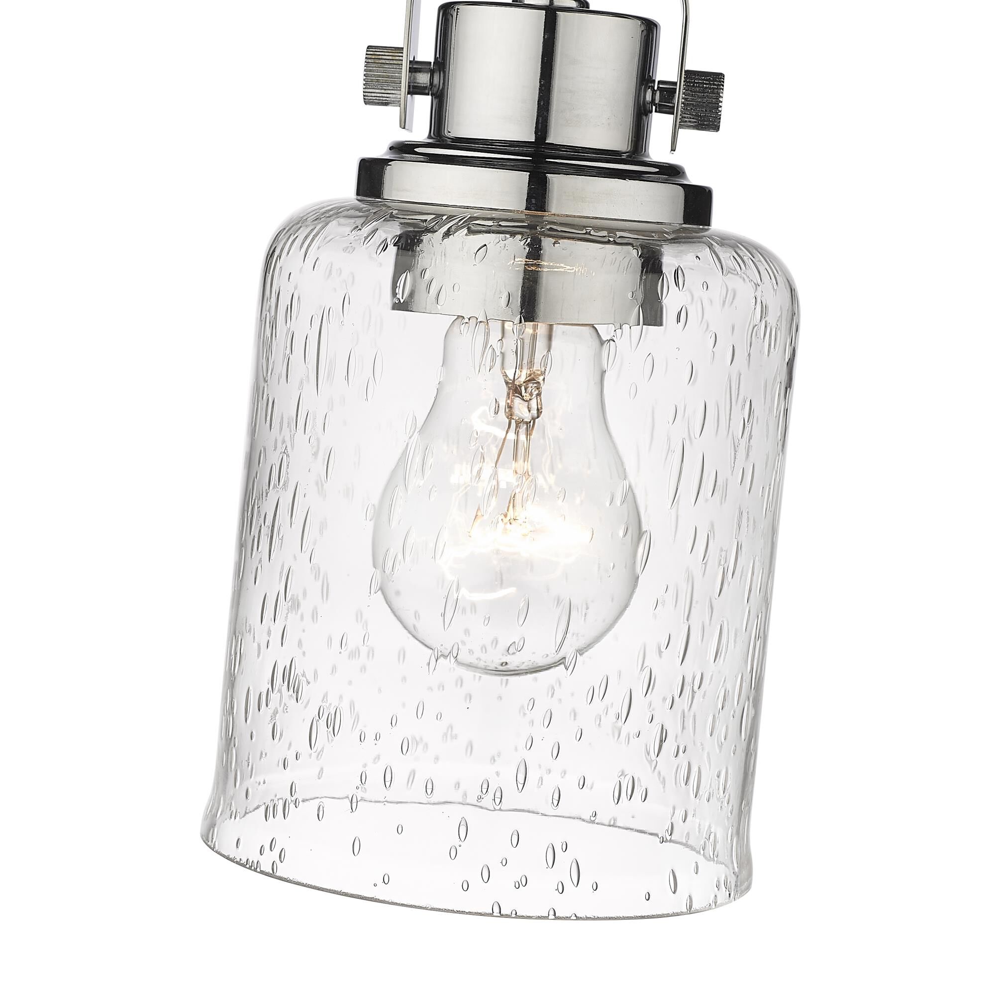 Shown in Chrome finish and Glass shade