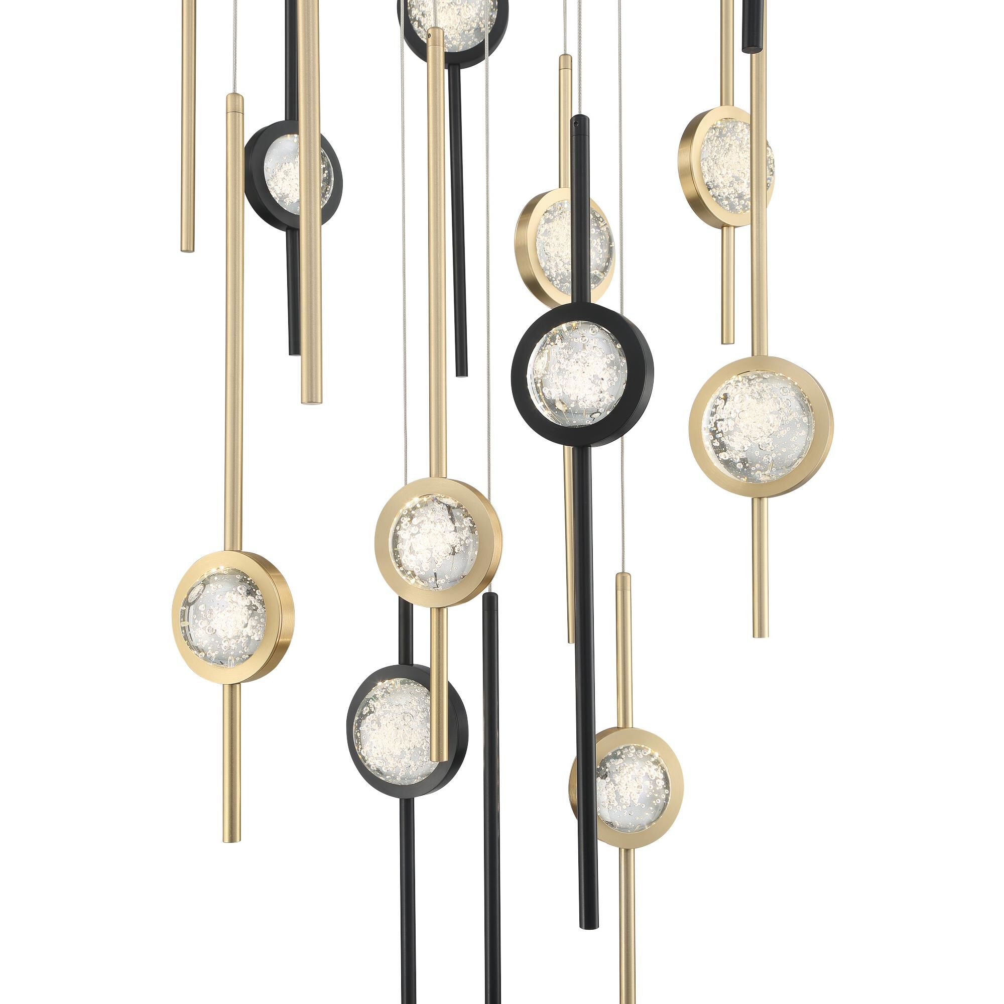 Shown in Black Anodized Aluminum finish and Clear Seeded Orb glass and Aluminum Rods shade