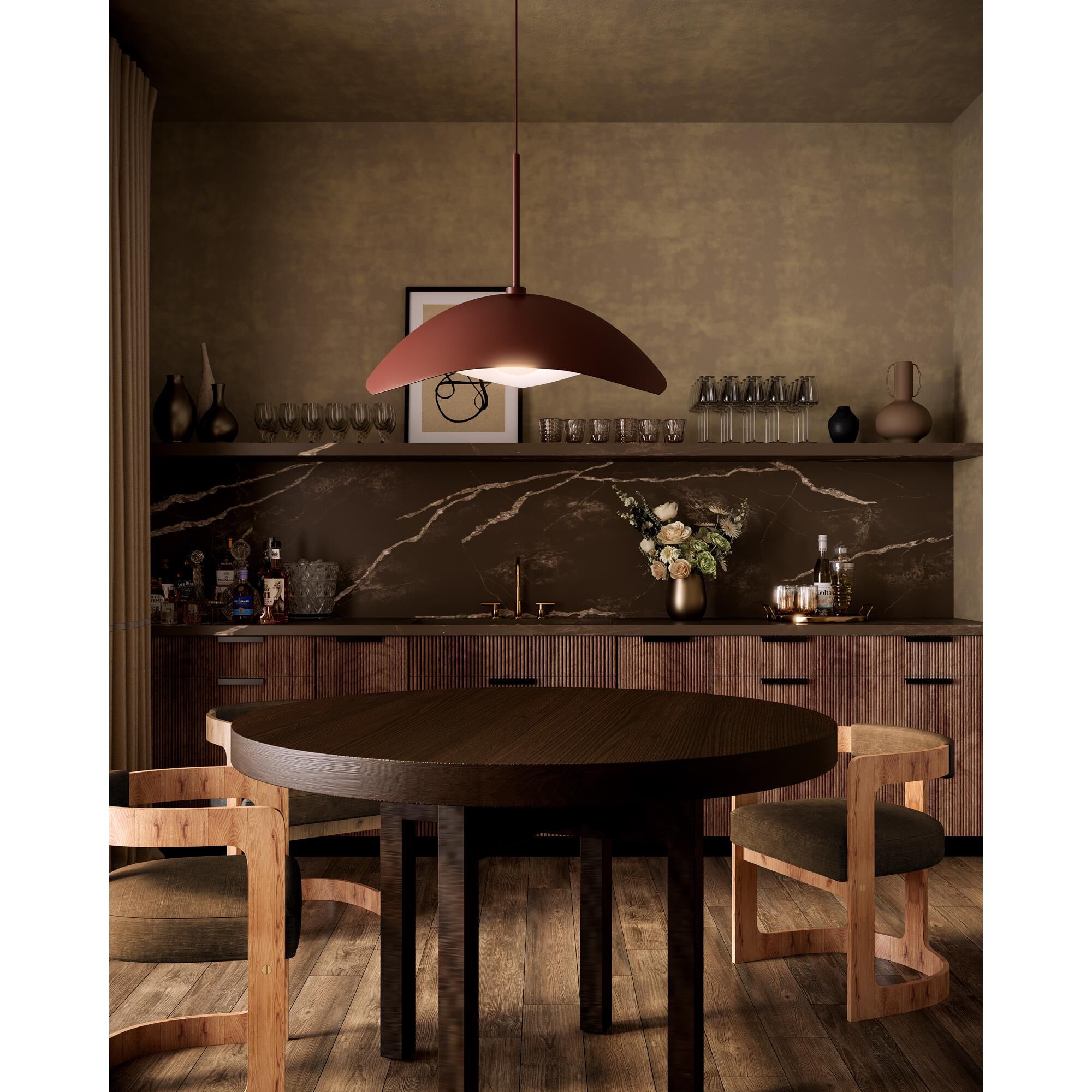 Shown in Peach finish and Opal glass