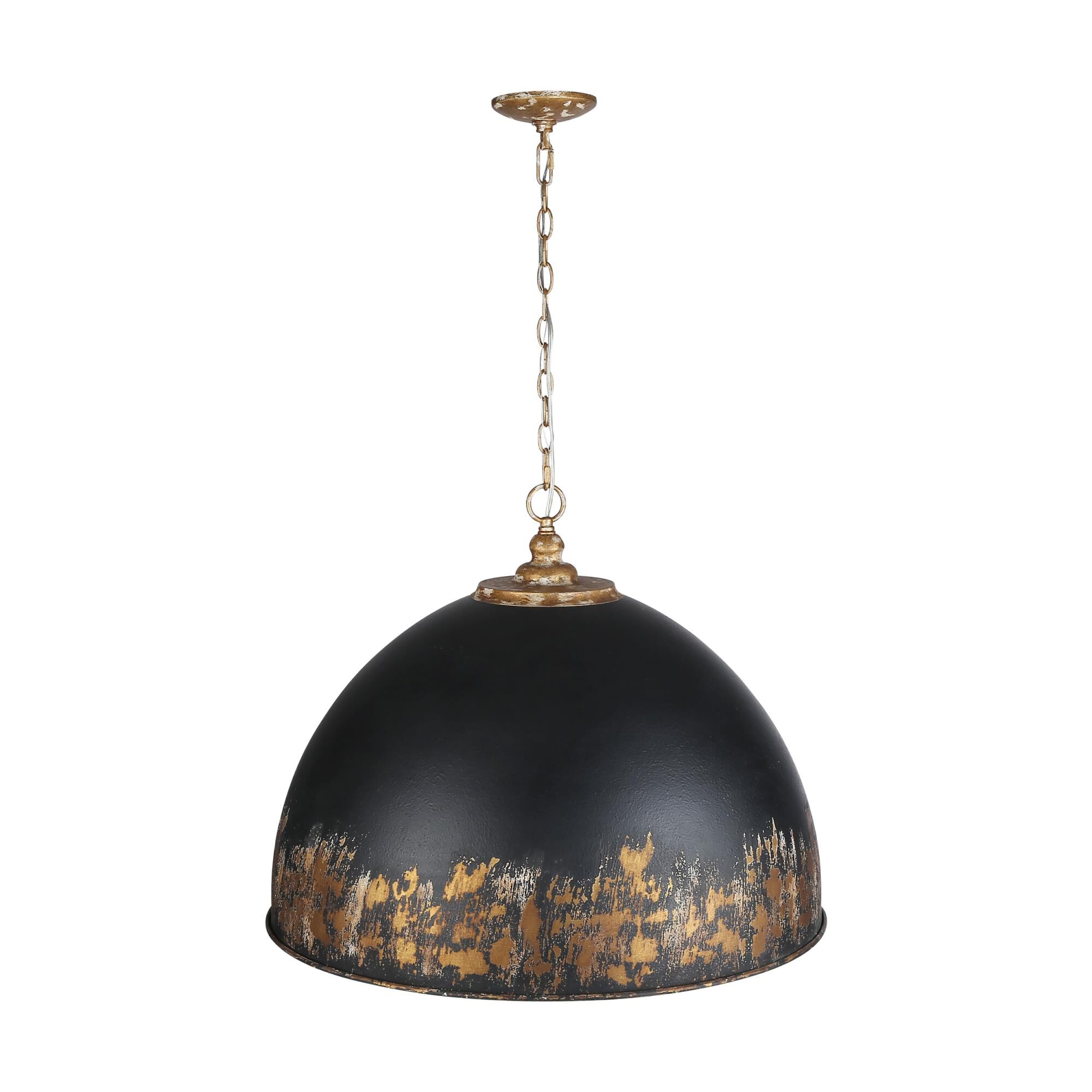 Shown in Vintage Gold finish and Weathered Black Iron shade
