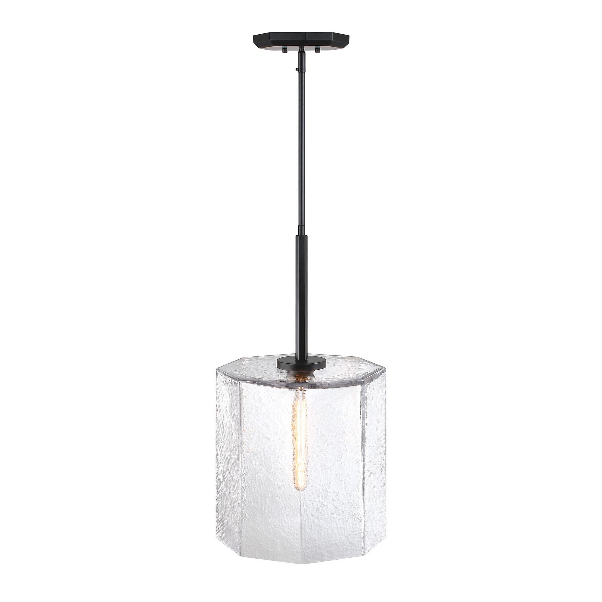 Shown in Matte Black finish and Clear Rippled glass