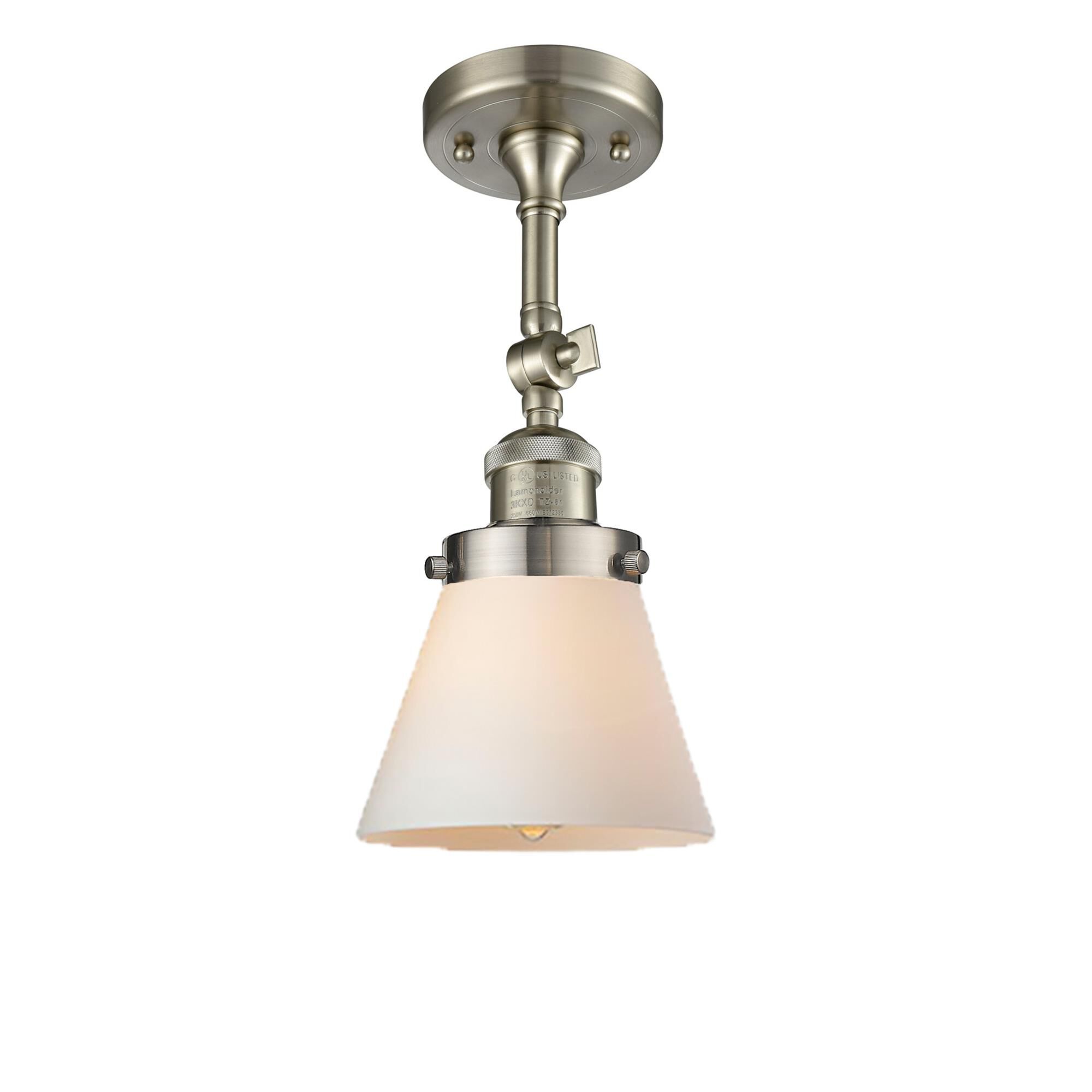 Shown in Brushed Satin Nickel finish and Frosted glass and None accent