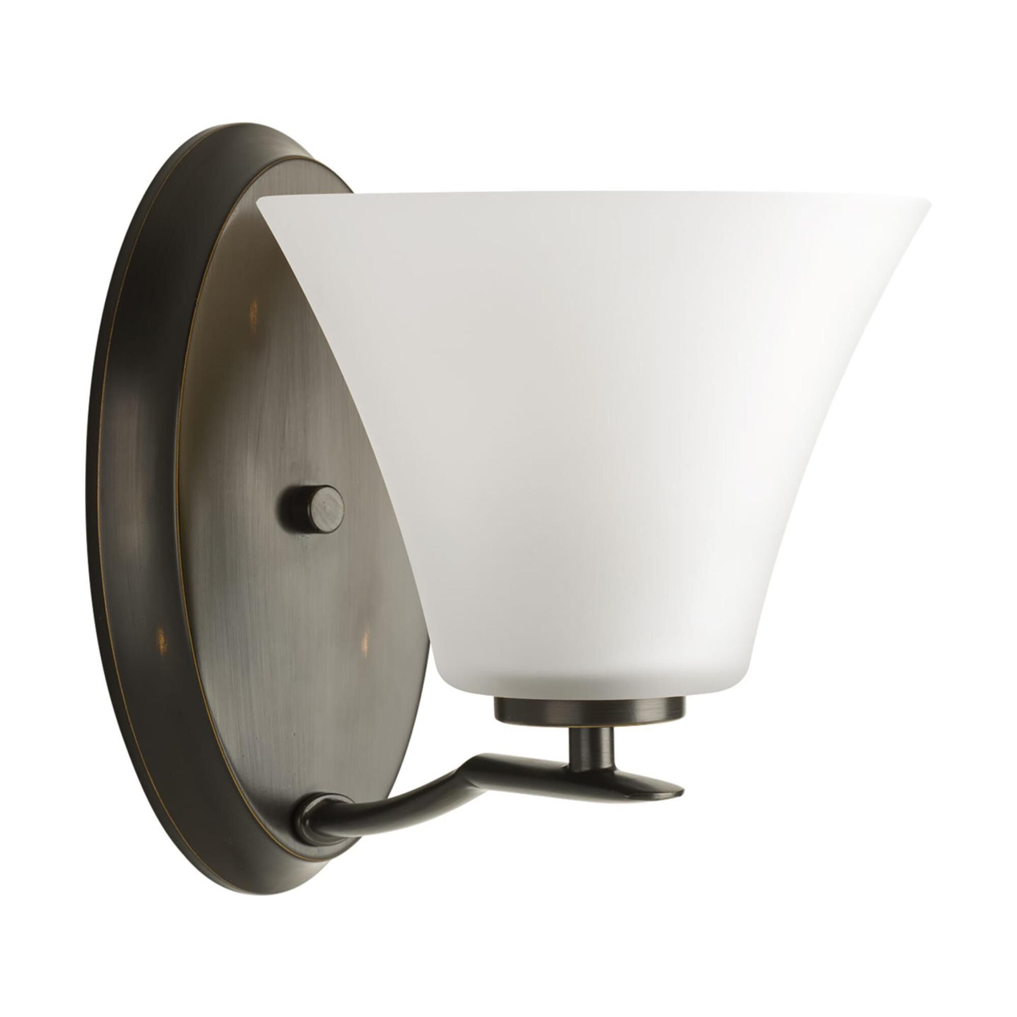 Shown in Antique Bronze finish and Etched White glass