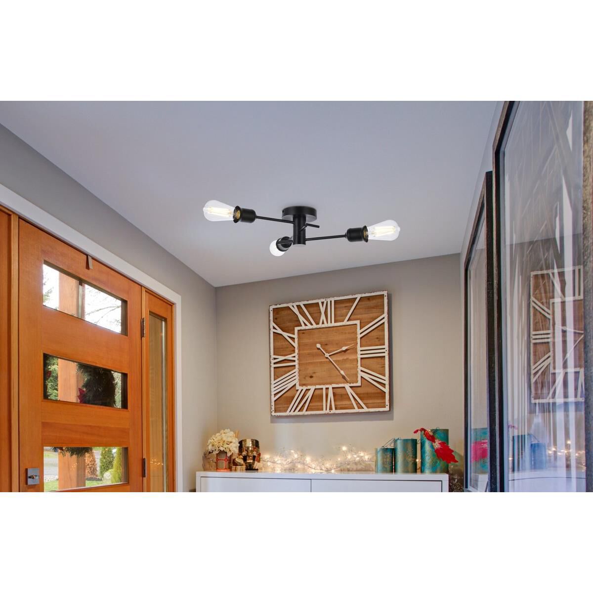 Xavier 18 Inch 3 Light Semi Flush Mount by Elegant Lighting