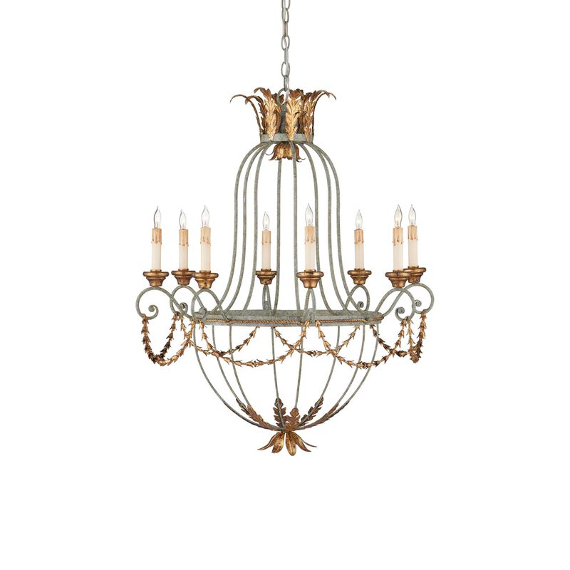 Elegance 29 Inch 8 Light Chandelier by Currey and Company