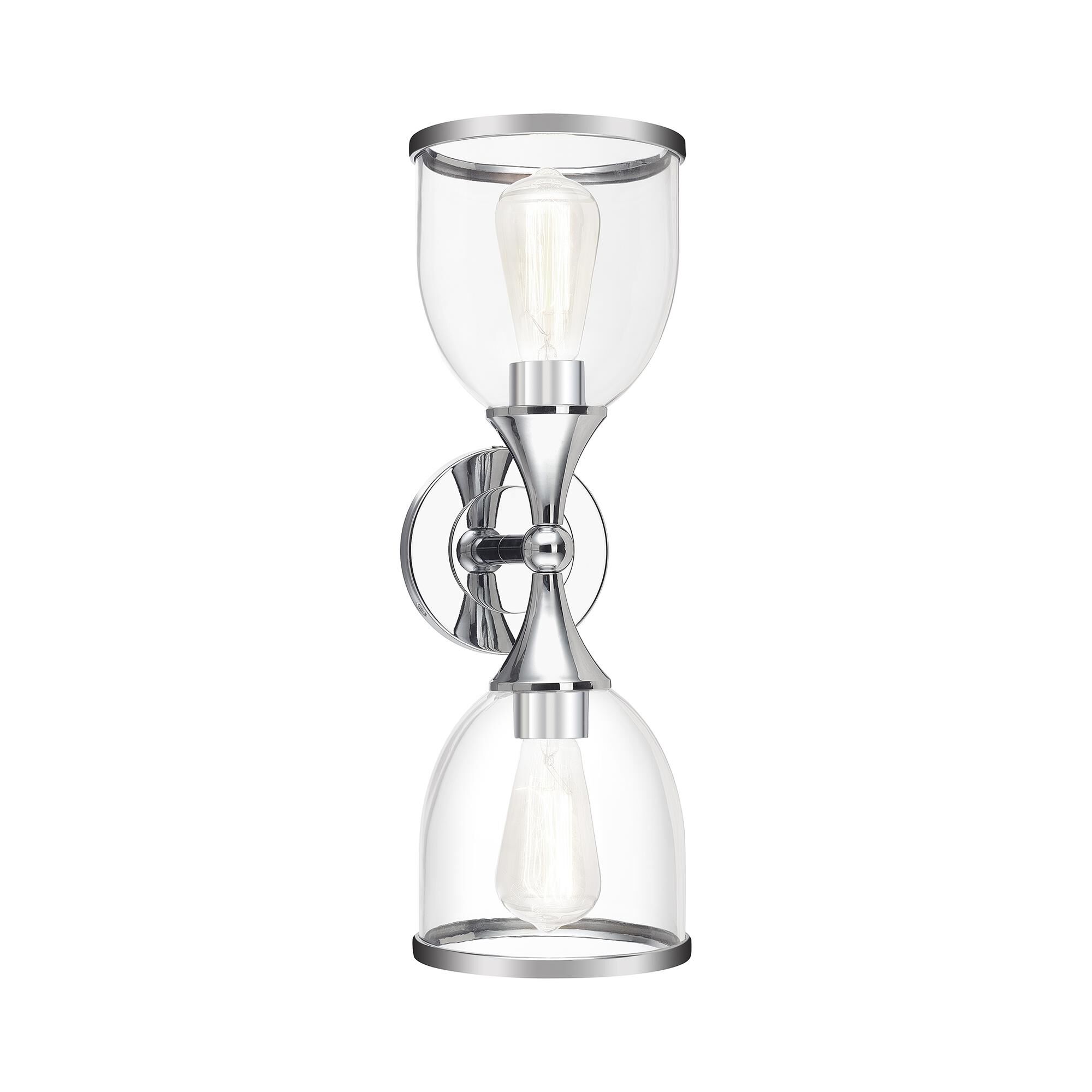 Shown in Polished Chrome finish and Mouth Blown Clear glass