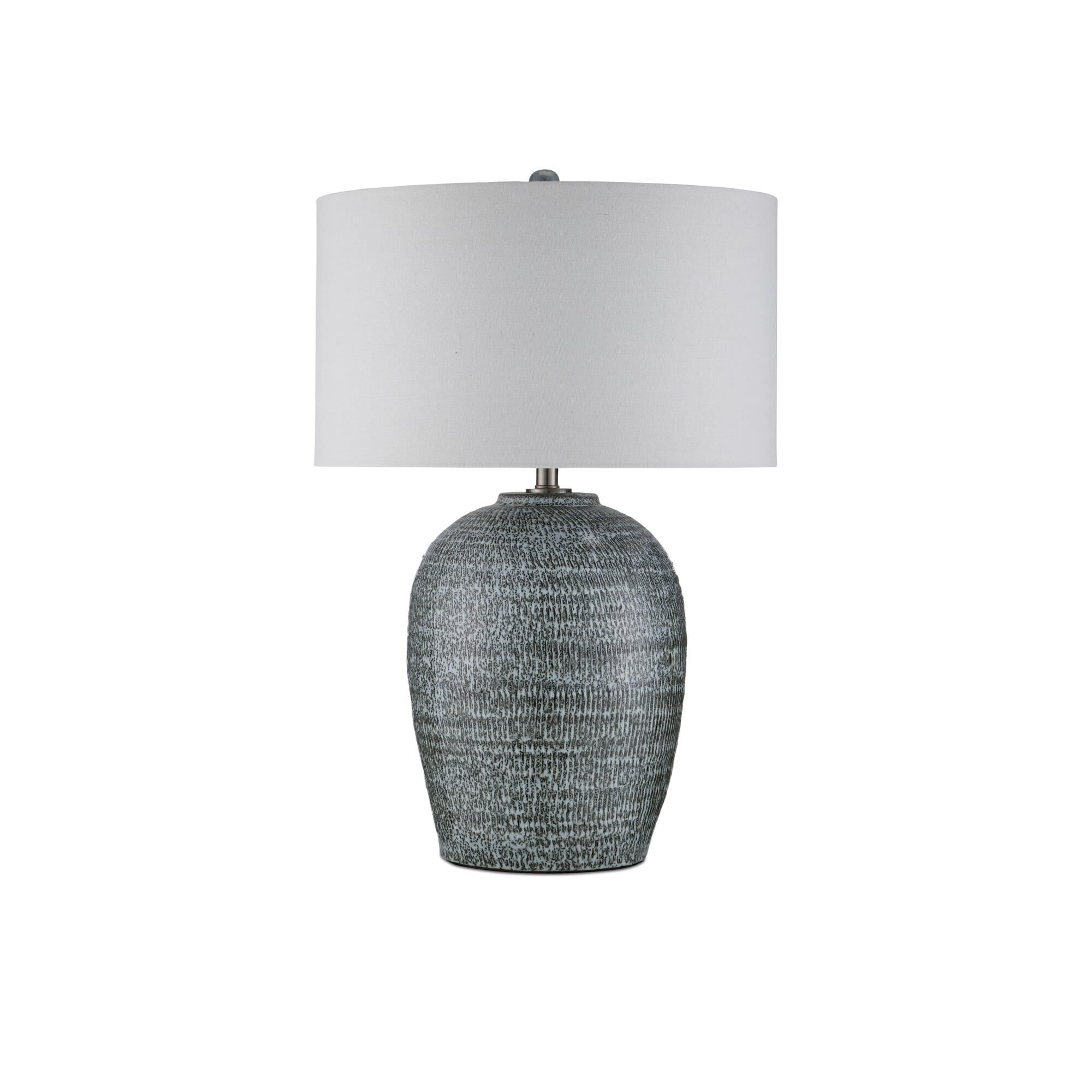 Shown in Reactive Black & White finish and Off-White Linen shade
