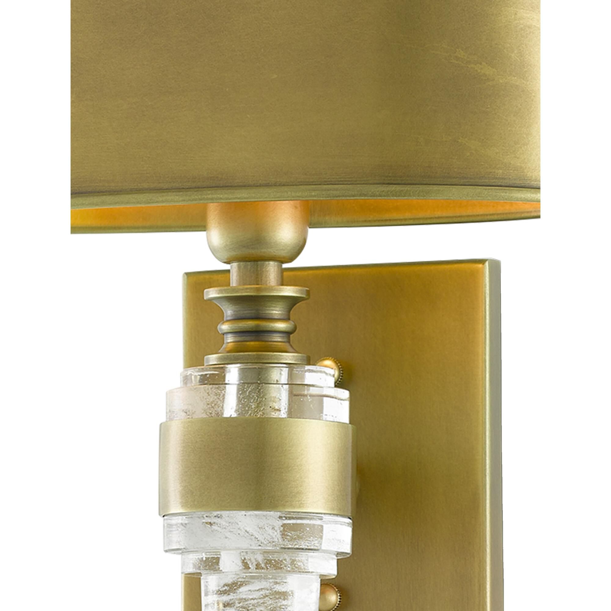 Shown in Antique Brass finish and Antique Brass Metal shade