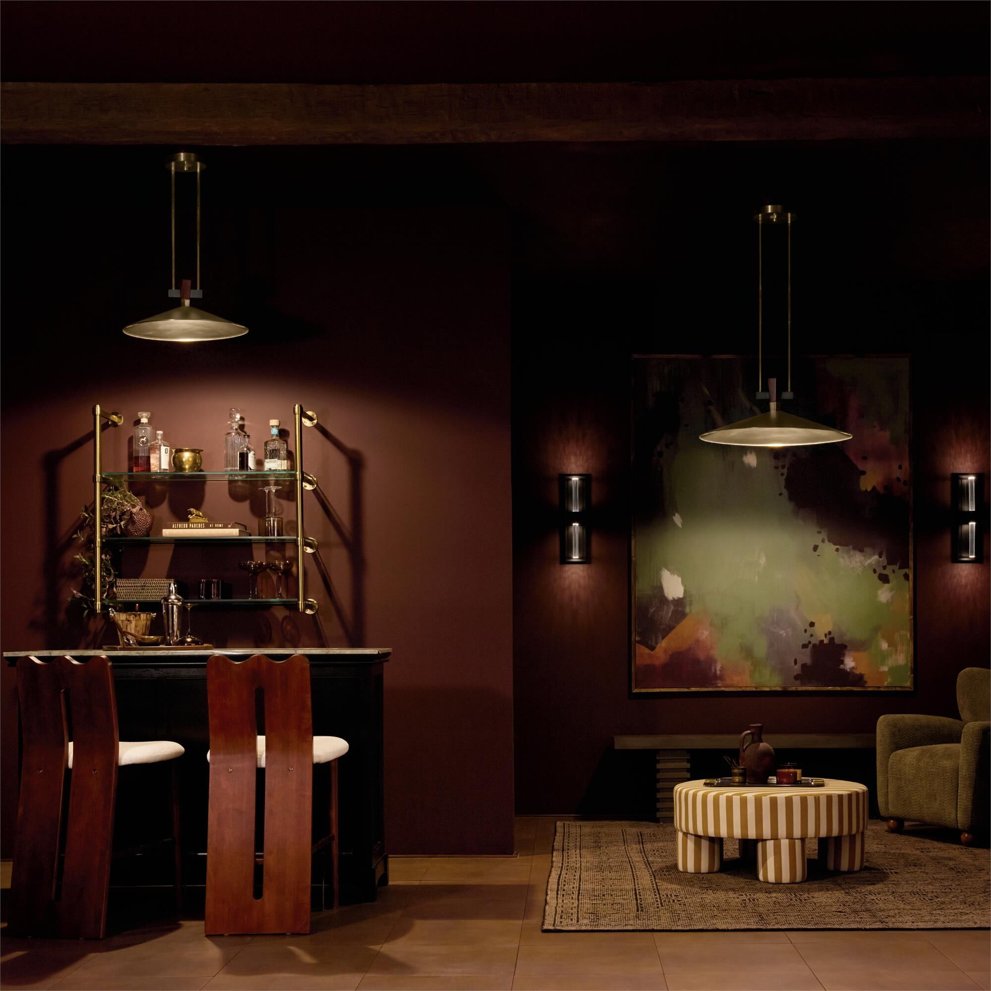 Shown in Black finish and Fabric shade