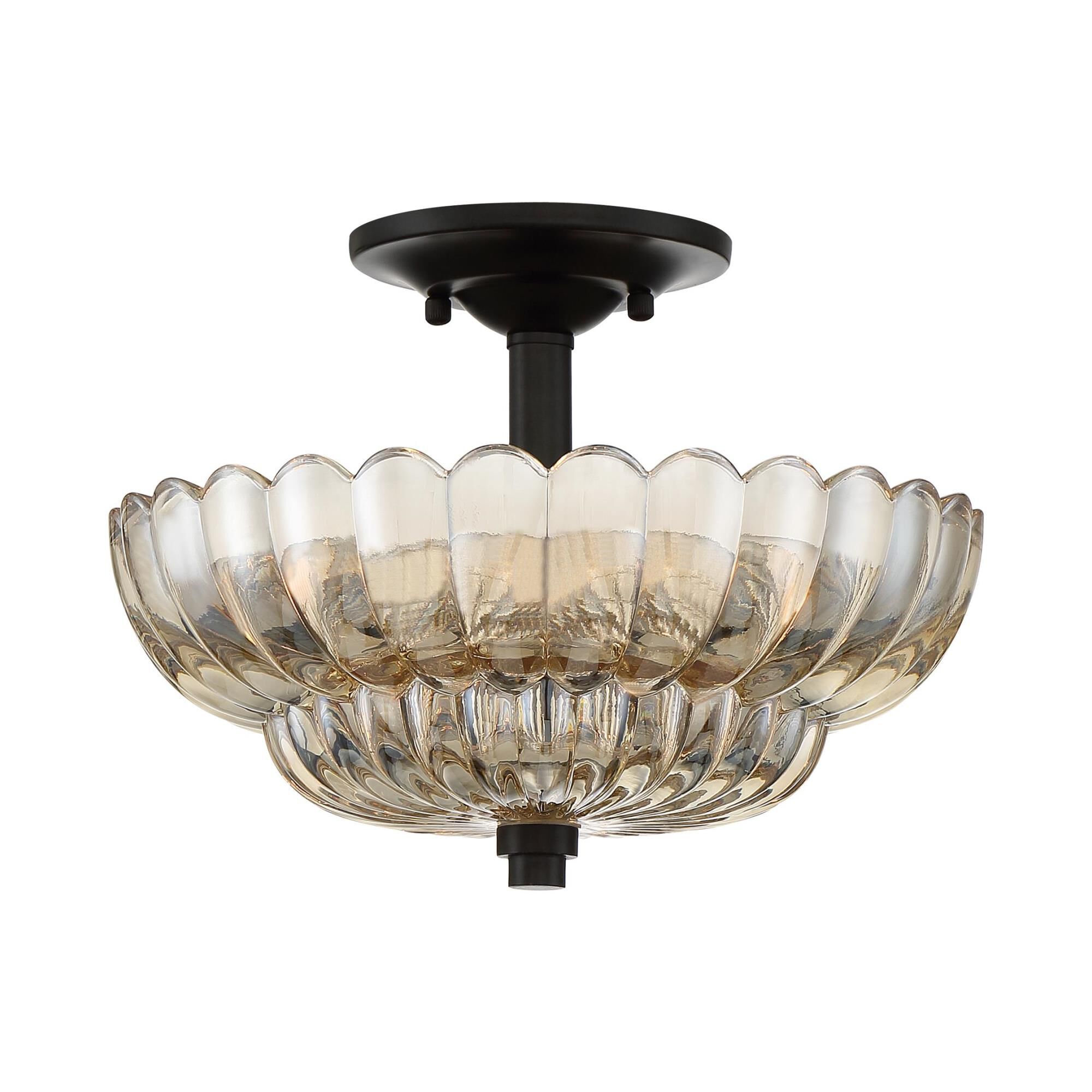 Shown in Mottled Cocoa finish and Amber glass