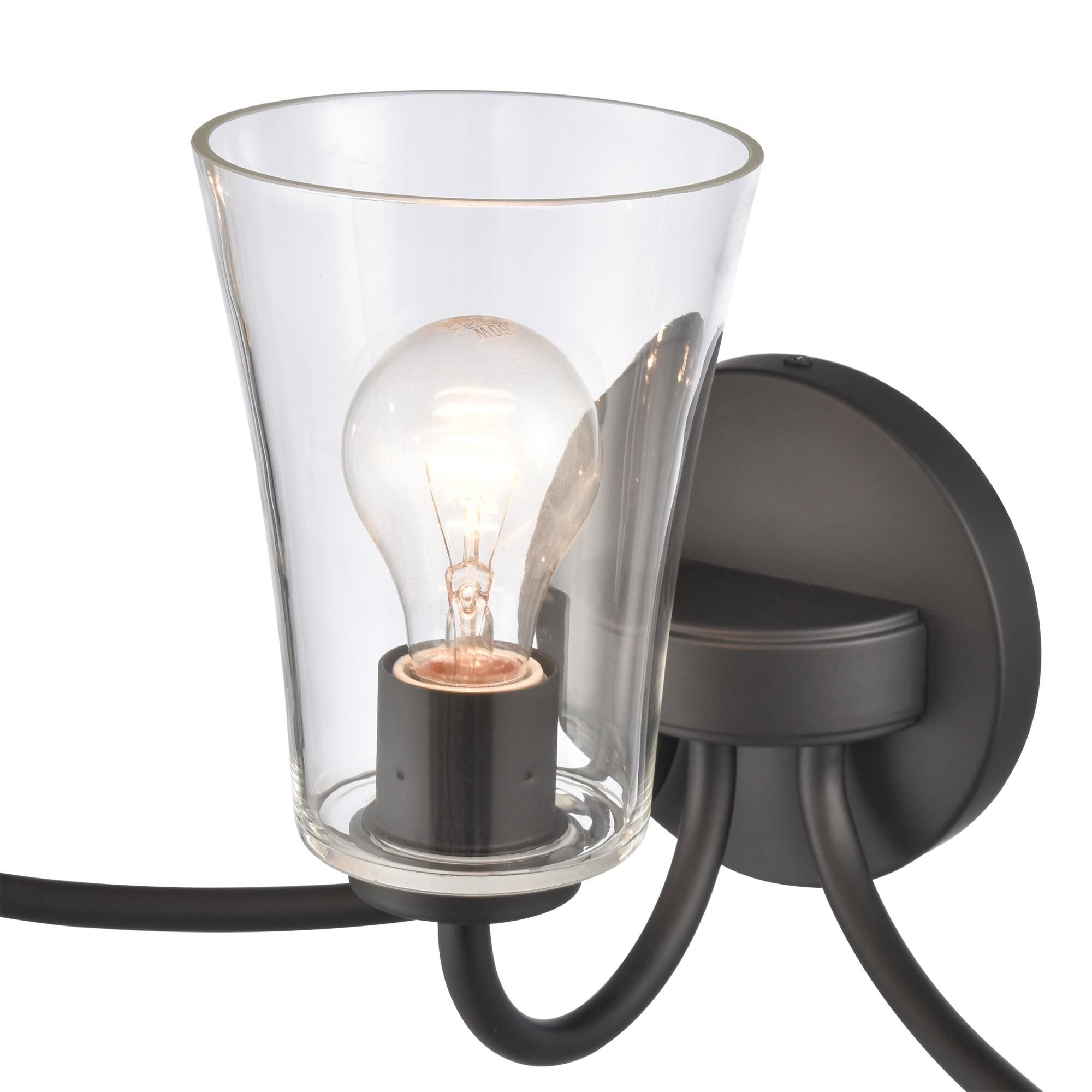 Shown in Matte Black finish and Clear  Bell Shade glass and Clear Glass Bell shade