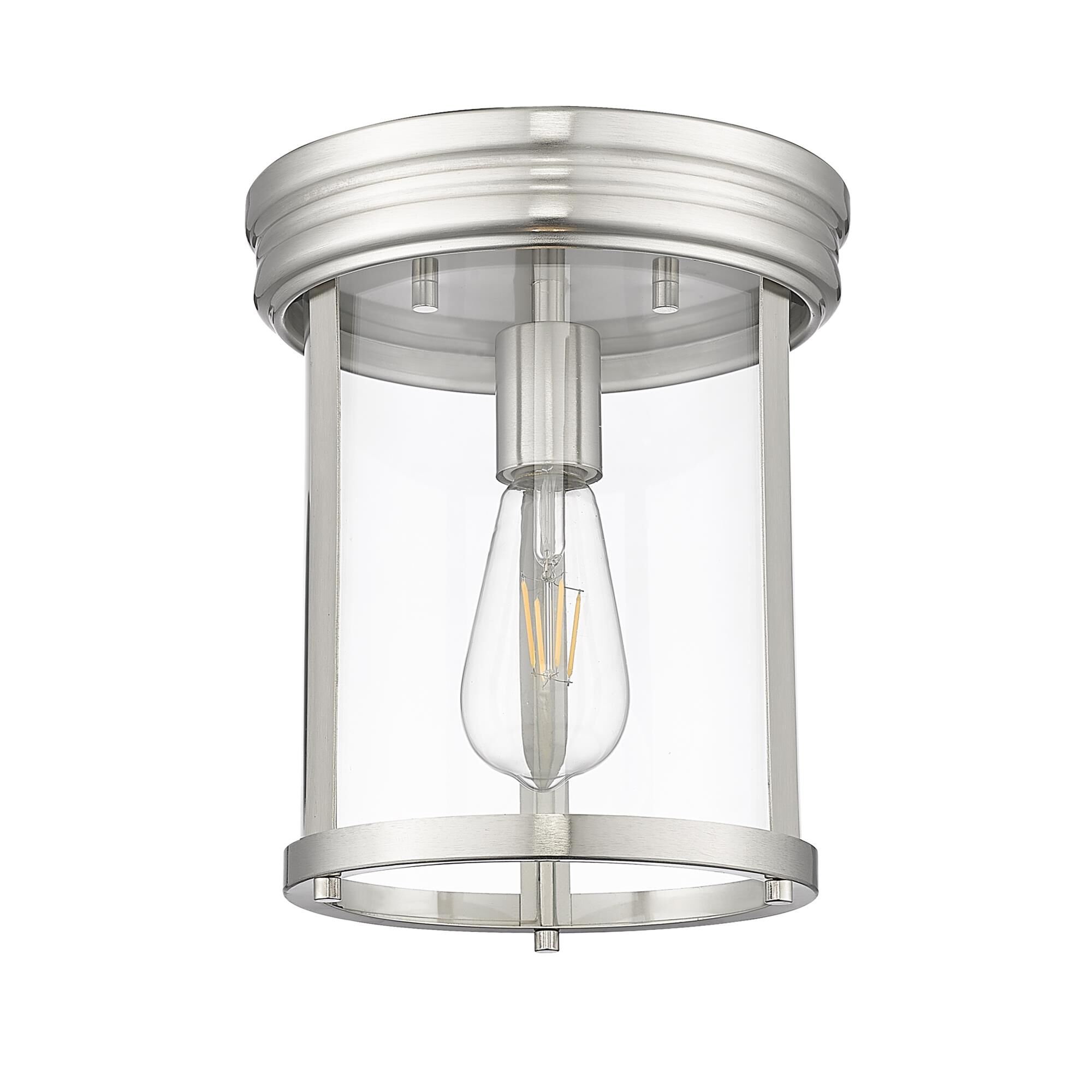 Shown in Brushed Nickel finish and Clear glass