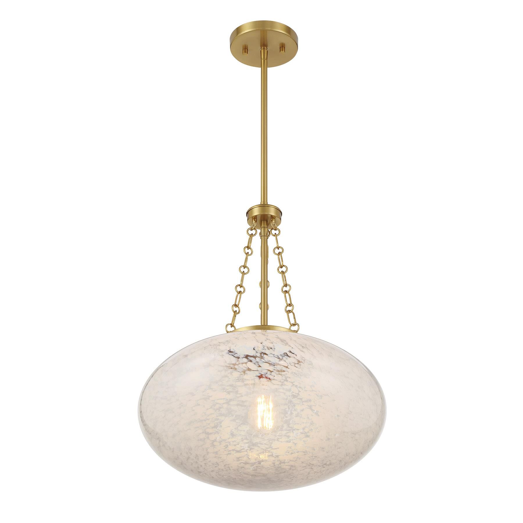 Shown in Warm Brass finish and White Cloud shade